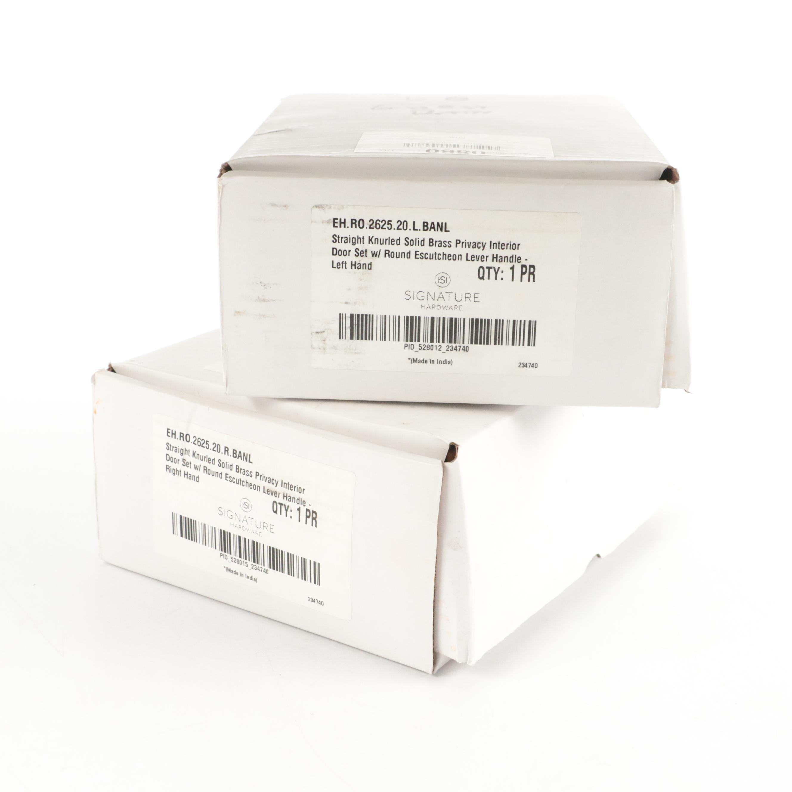 Signature Hardware Straight Knurled Solid Brass Privacy Interior Door Sets