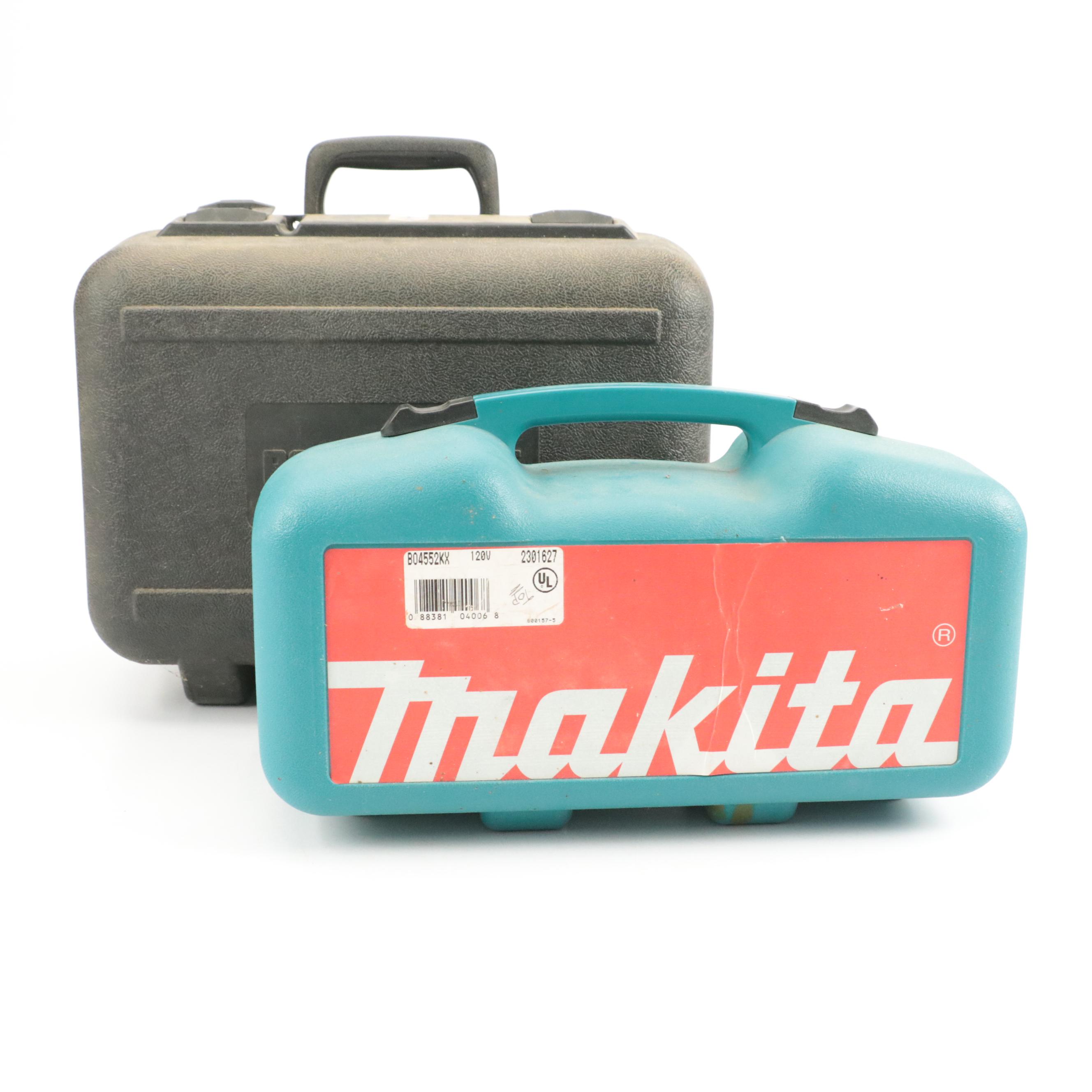 Porter-Cable Belt Sander and Makita Finishing Sander with Sanding Belts