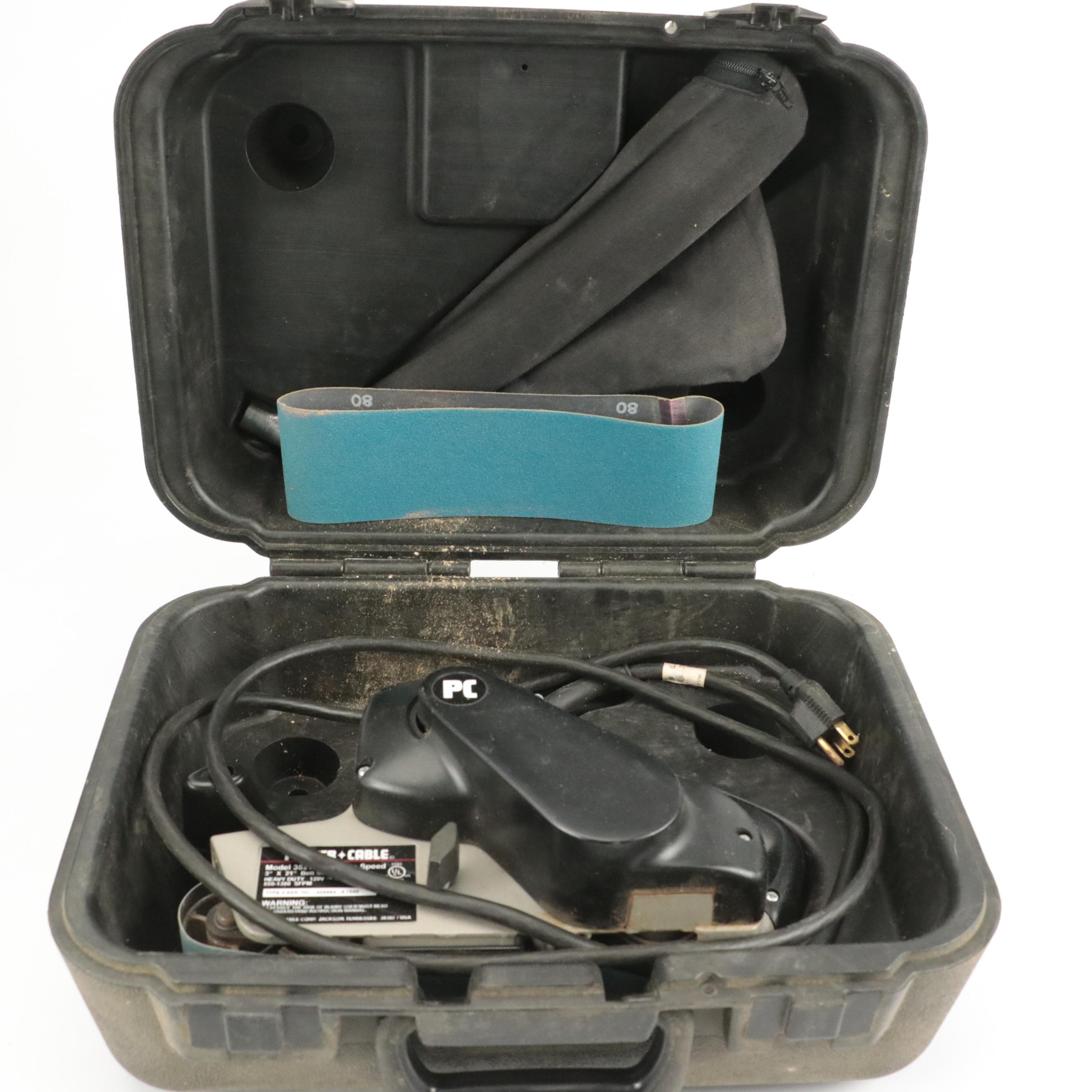 Porter-Cable Belt Sander and Makita Finishing Sander with Sanding Belts