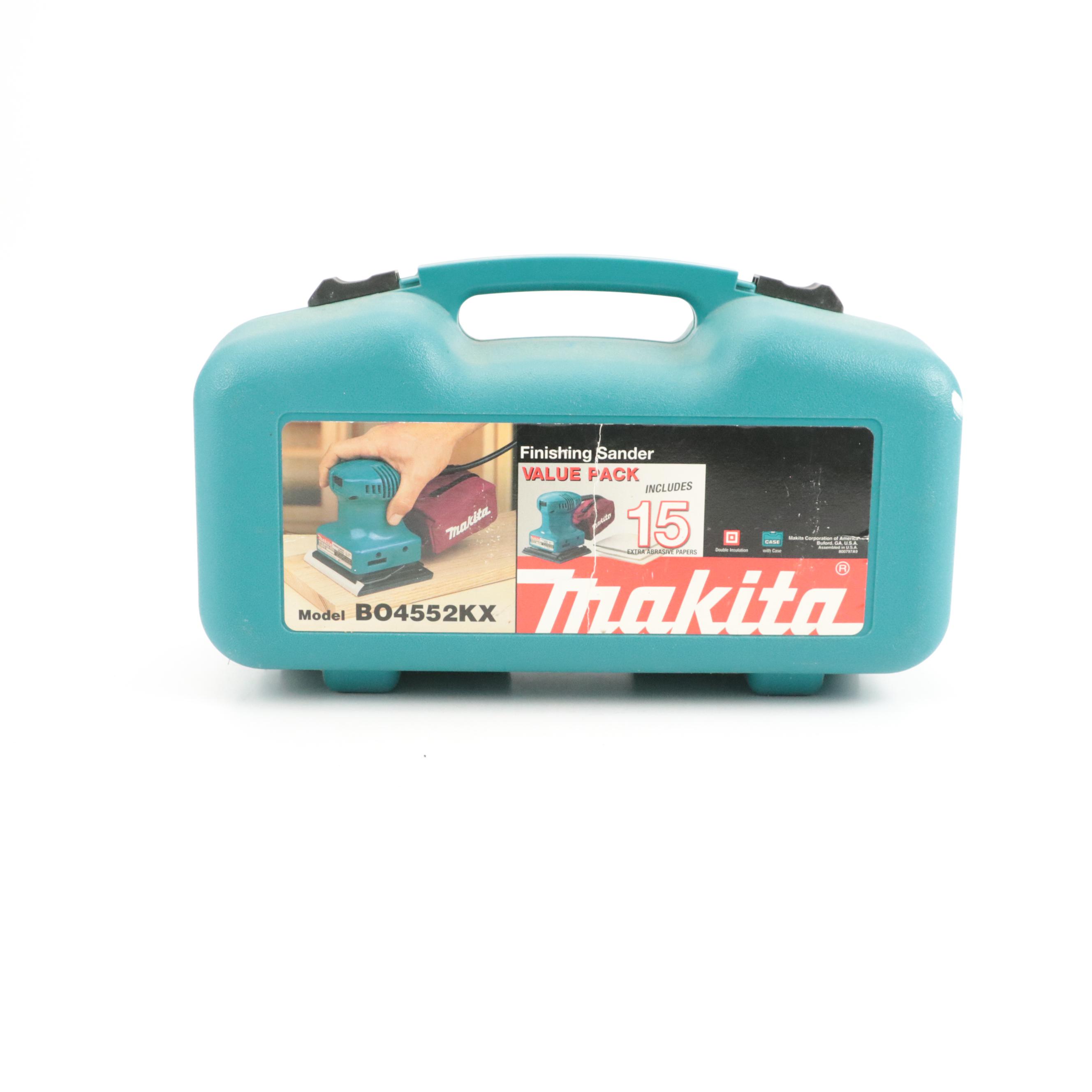 Porter-Cable Belt Sander and Makita Finishing Sander with Sanding Belts