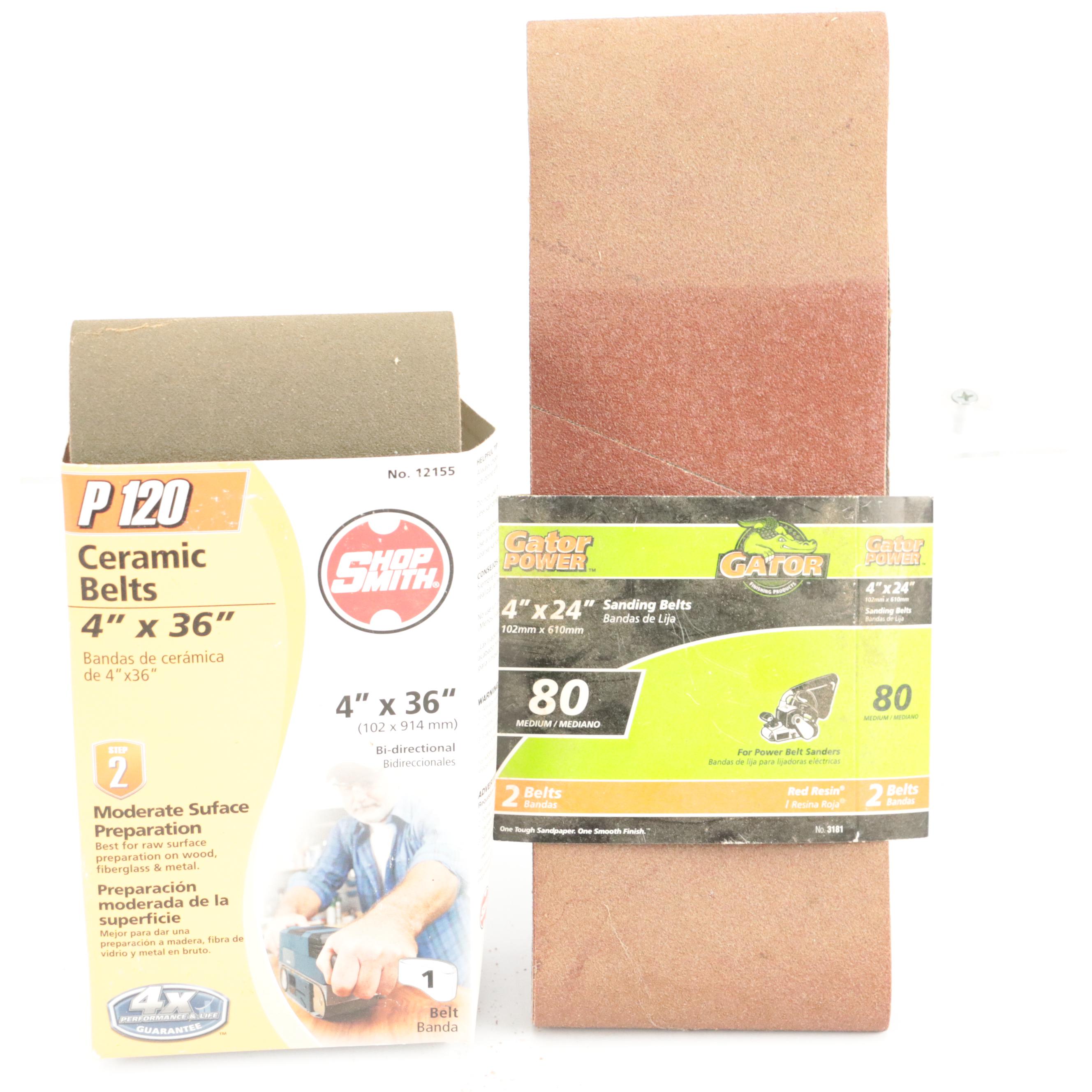 Porter-Cable Belt Sander and Makita Finishing Sander with Sanding Belts