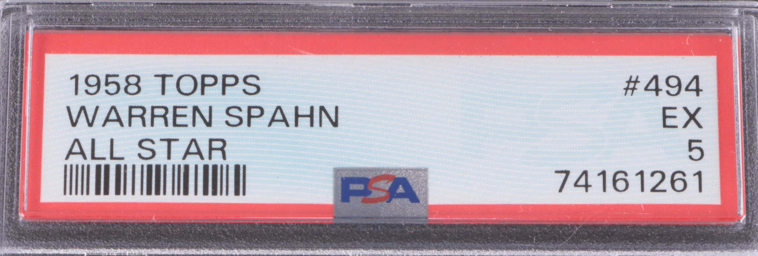 1958 Topps Warren Spahn All Star Graded PSA 5 Baseball Card