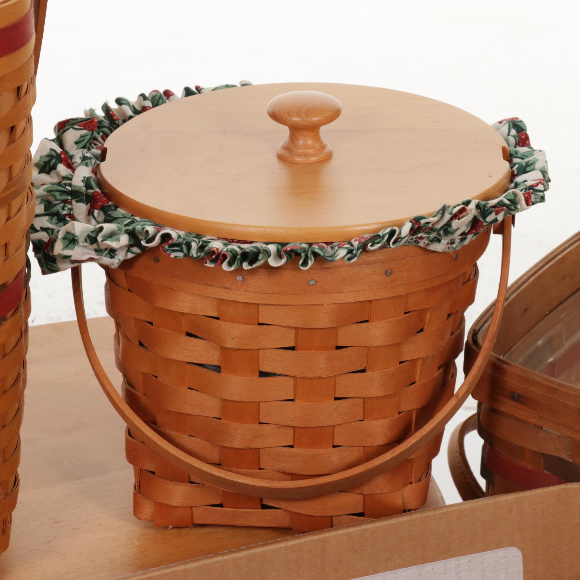 Longaberger Christmas Baskets with Stoneware Gingerbread House and