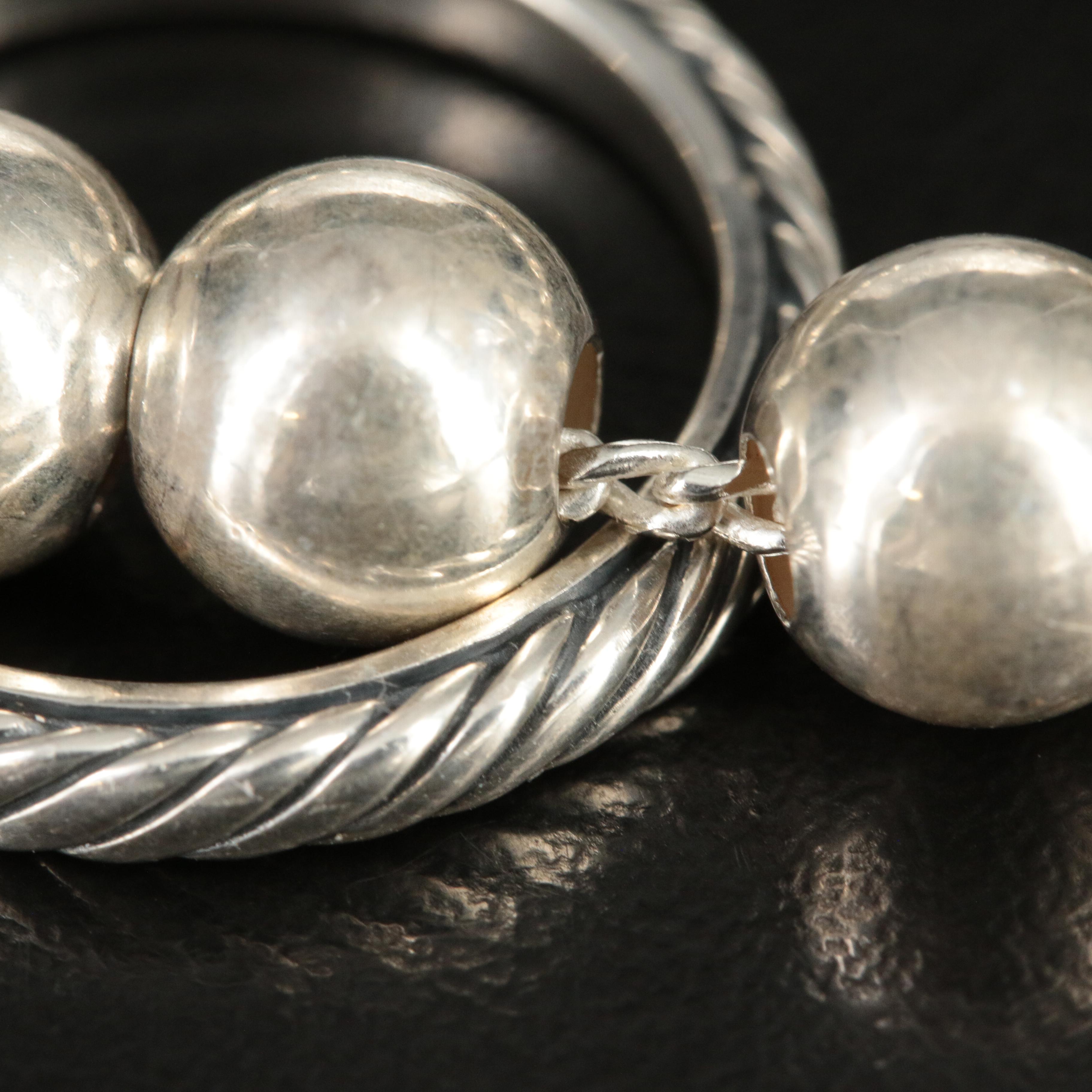 David Yurman Sterling Stack Ring and Beaded Bracelet