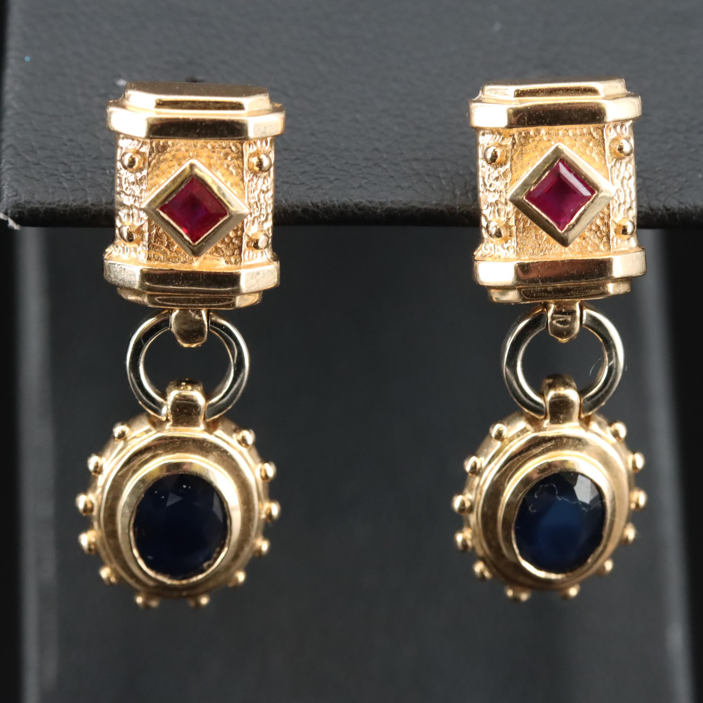 14K Ruby and Sapphire Earrings