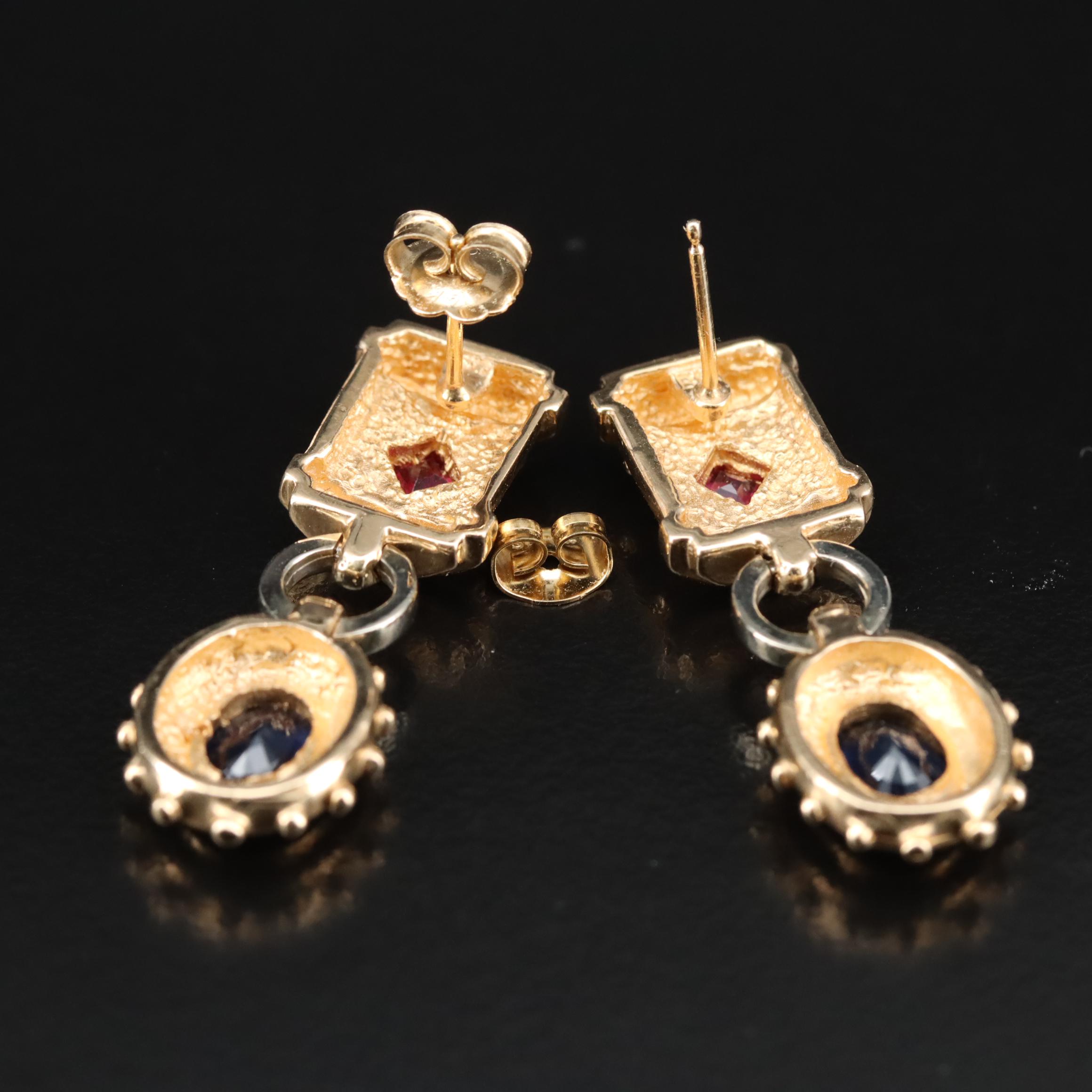 14K Ruby and Sapphire Earrings