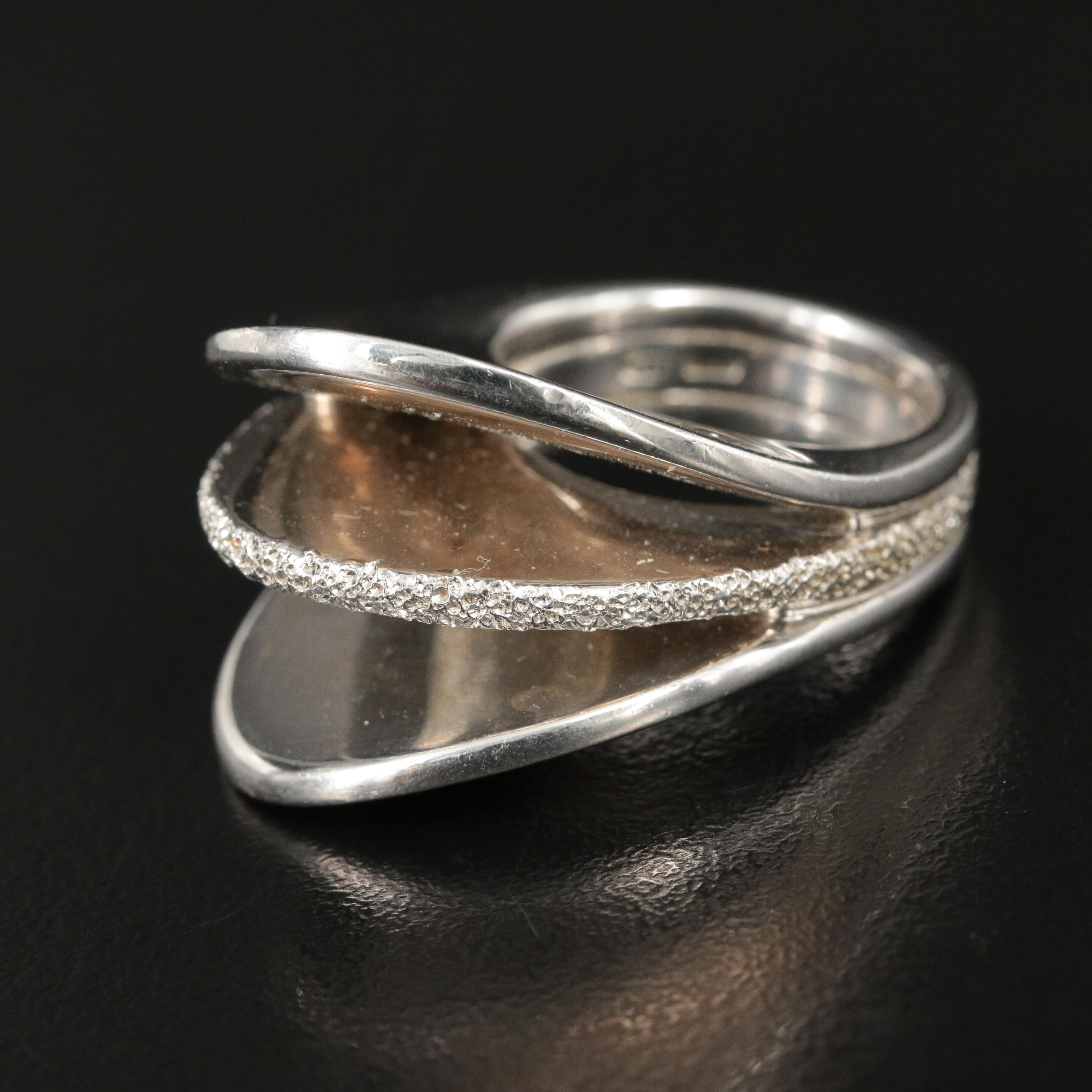 Pianegonda Sterling Triple Ridge Architectural Ring