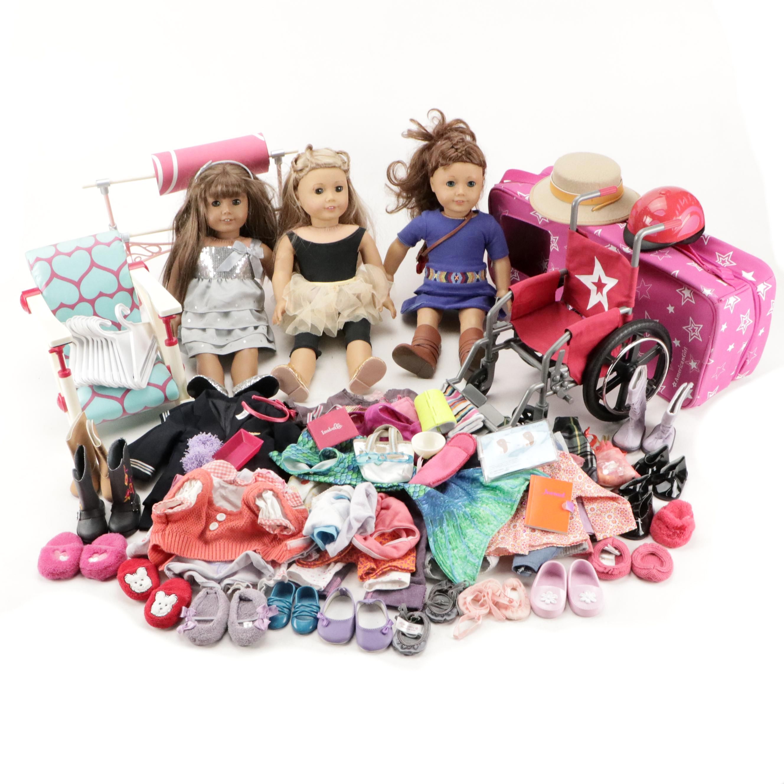 American Girl Dolls with Accessories, Clothes and Carrying Case