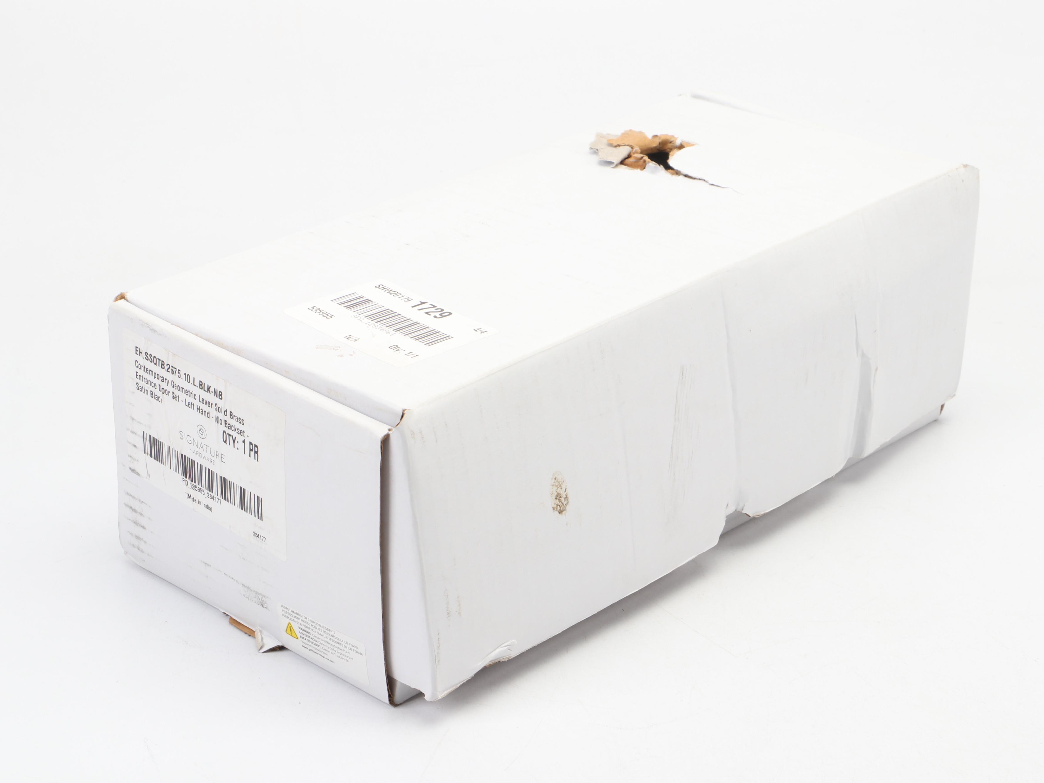 Signature Hardware Satin Black Geometric Solid Brass Entrance Door Set