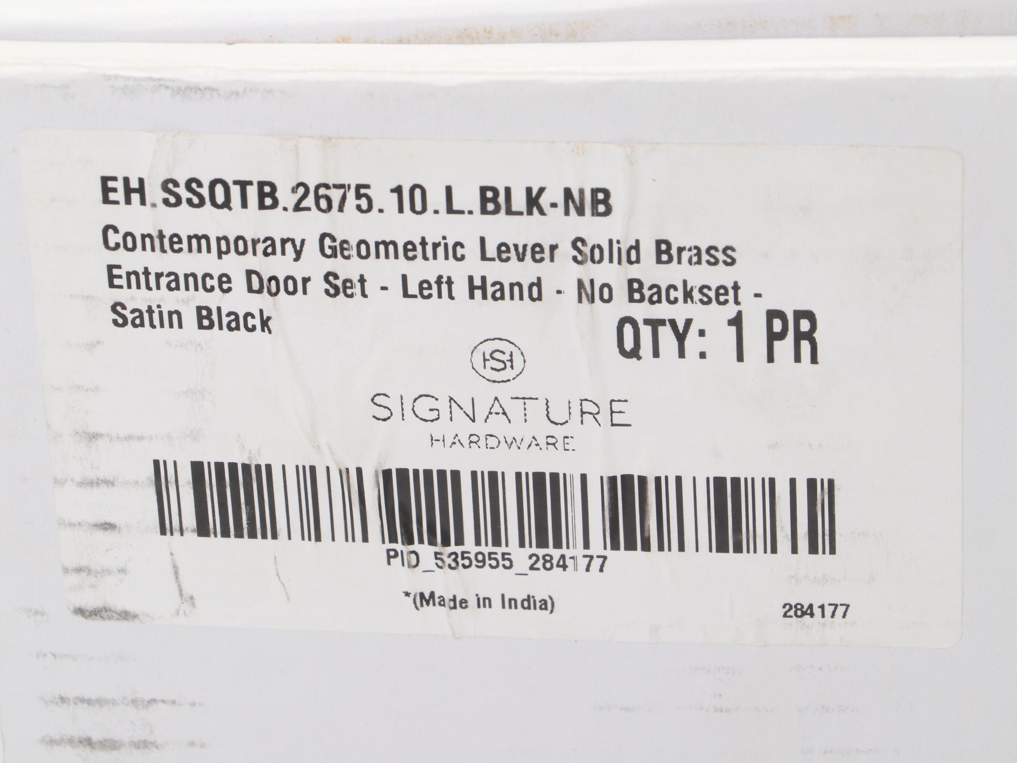 Signature Hardware Satin Black Geometric Solid Brass Entrance Door Set