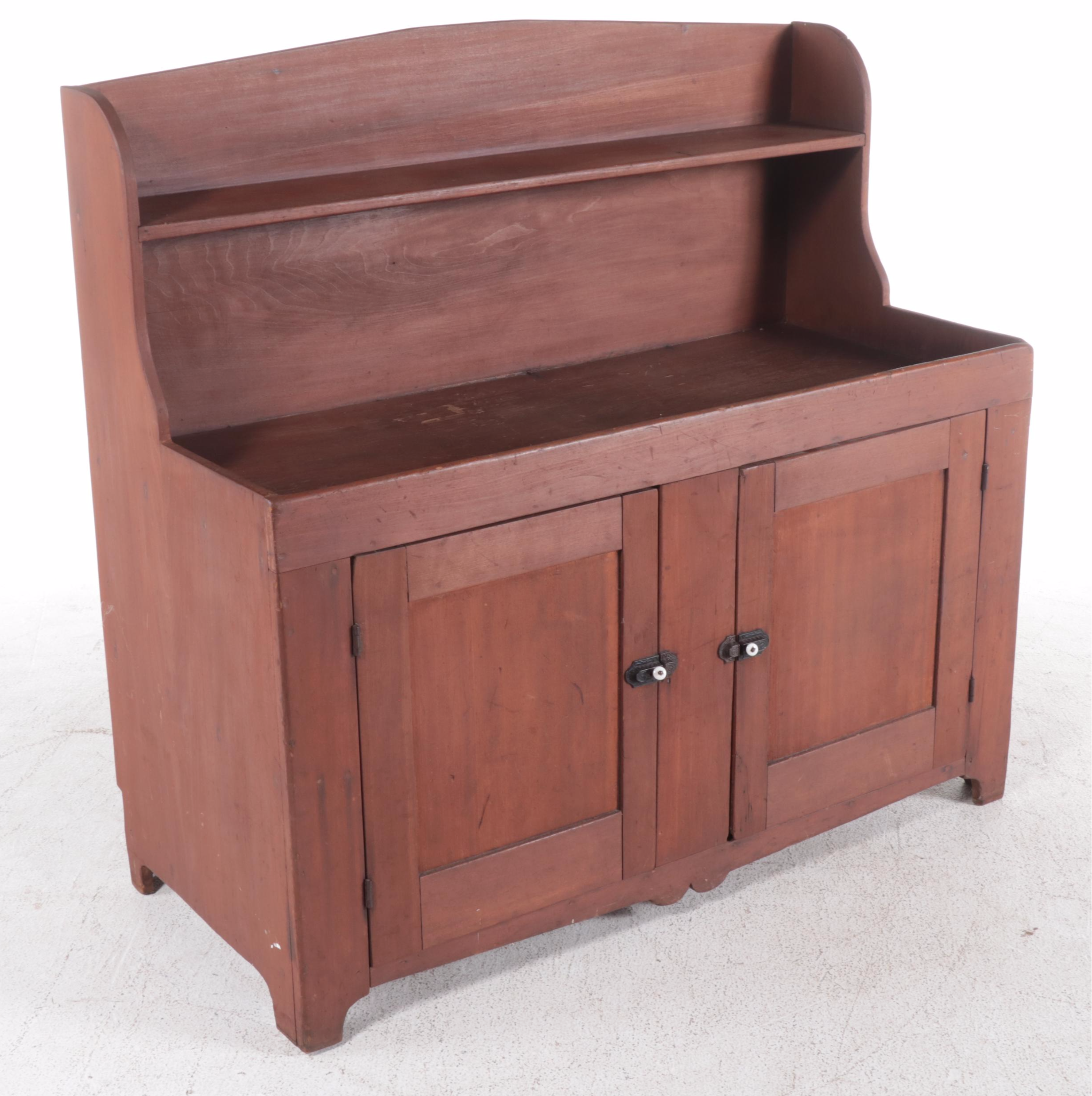 American Primitive Poplar Hutch-Back Dry Sink, 19th Century