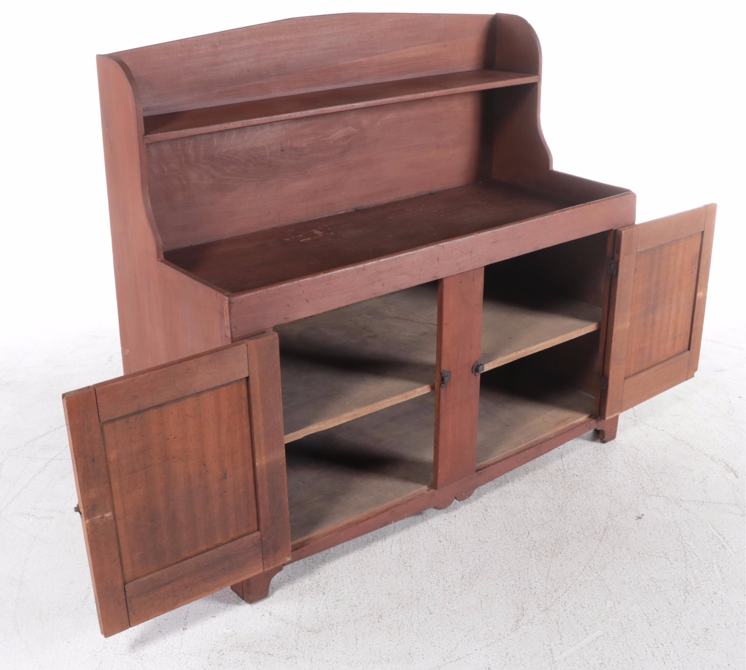 American Primitive Poplar Hutch-Back Dry Sink, 19th Century