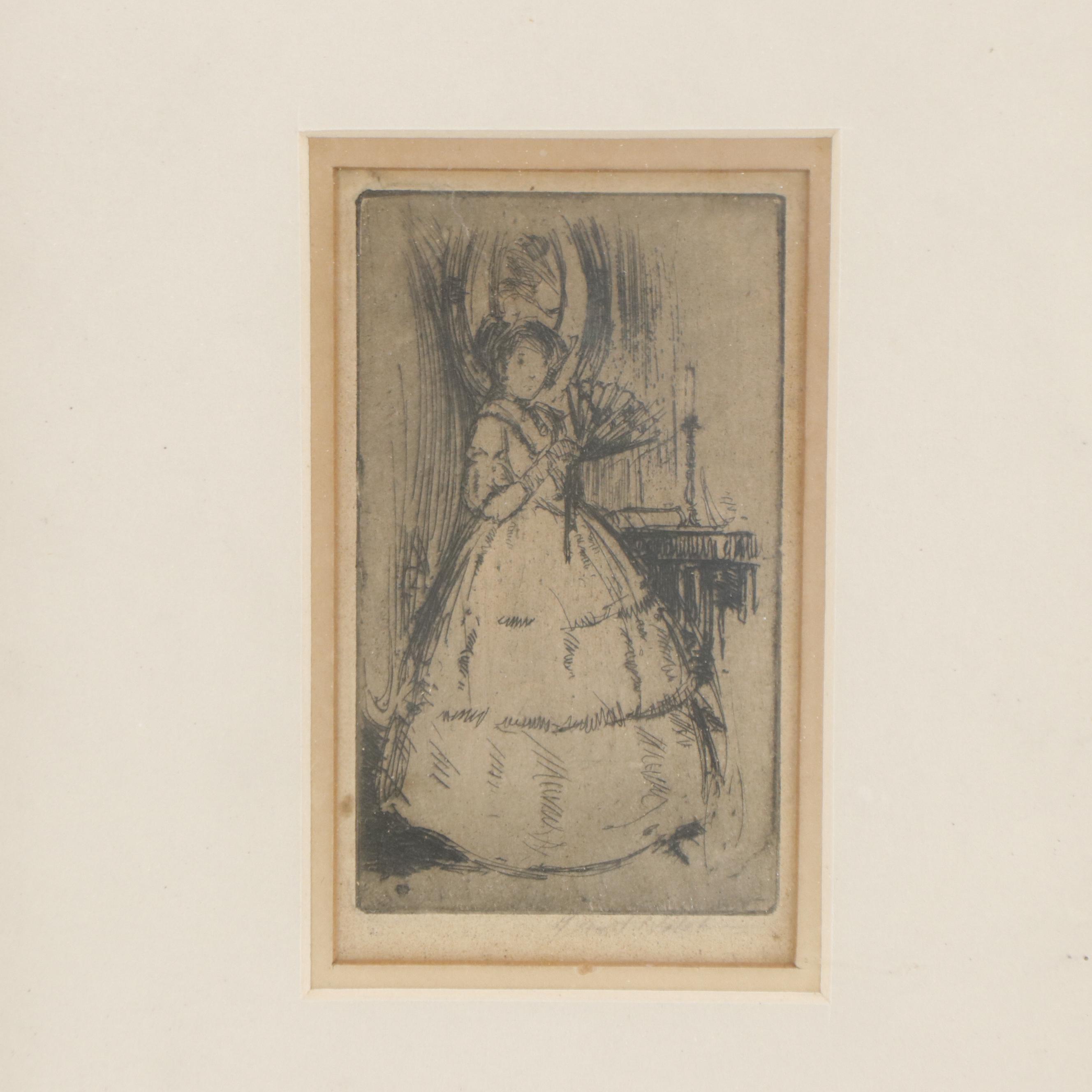 Hand Colored Steel Engraving of Napoleon and Two Etchings