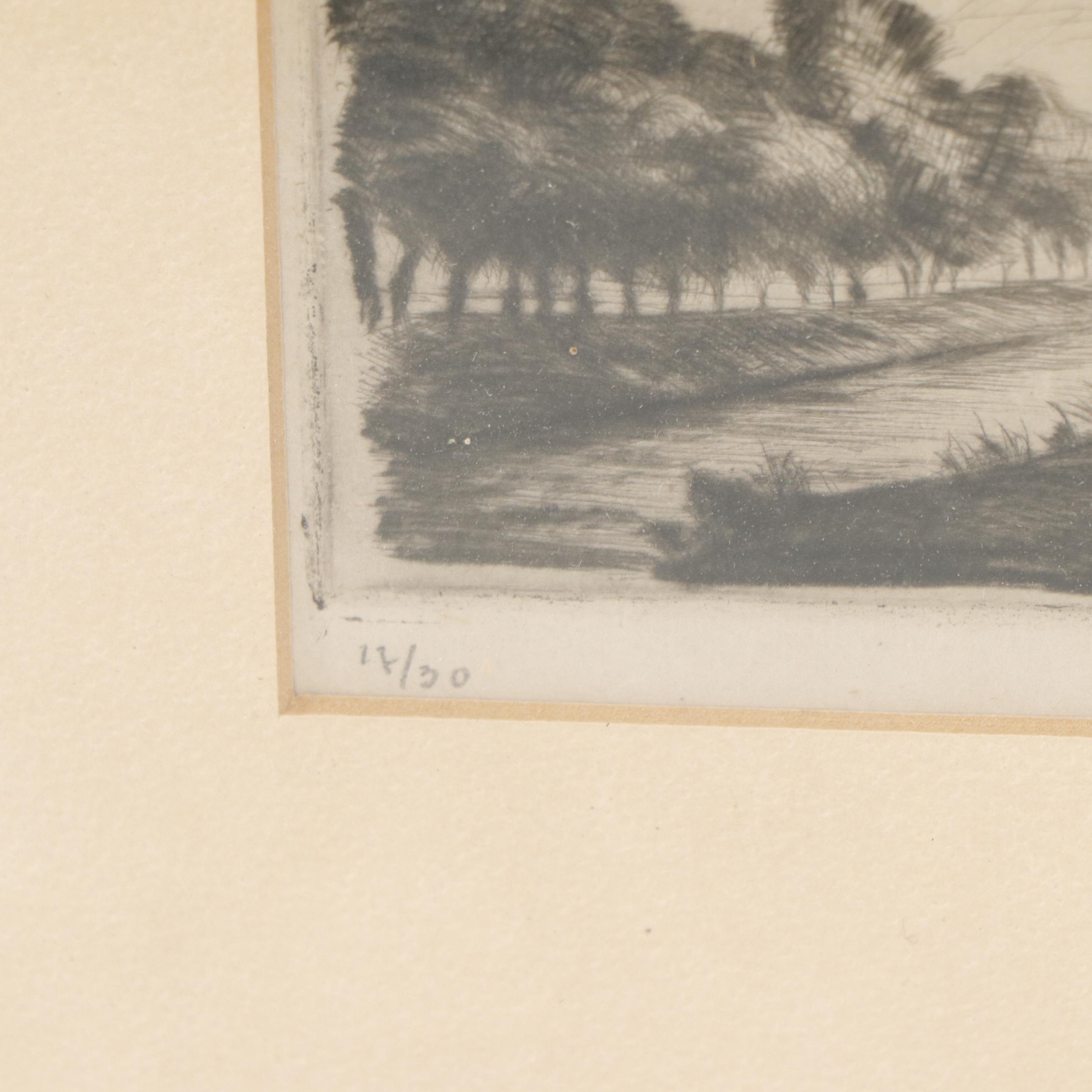 Hand Colored Steel Engraving of Napoleon and Two Etchings