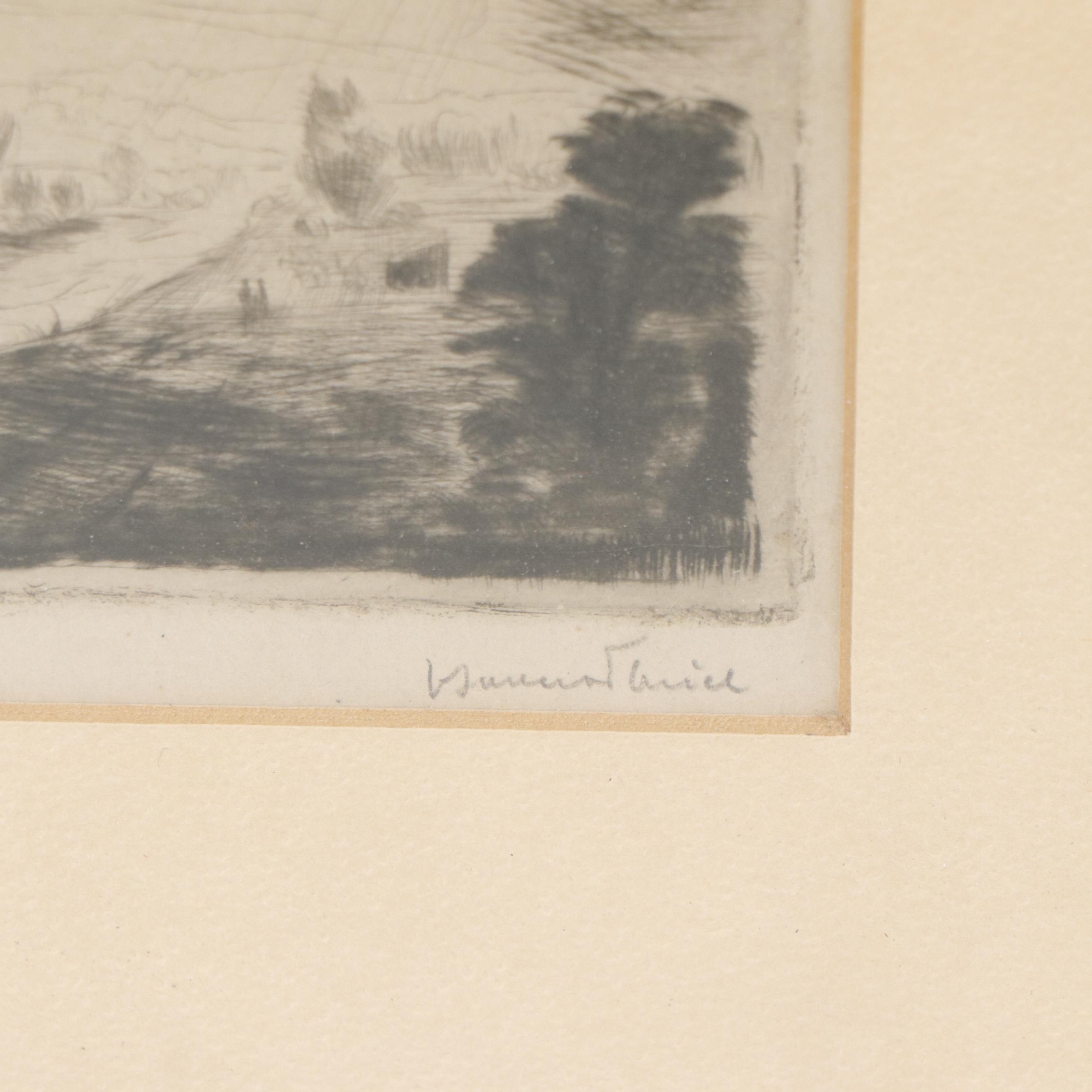 Hand Colored Steel Engraving of Napoleon and Two Etchings