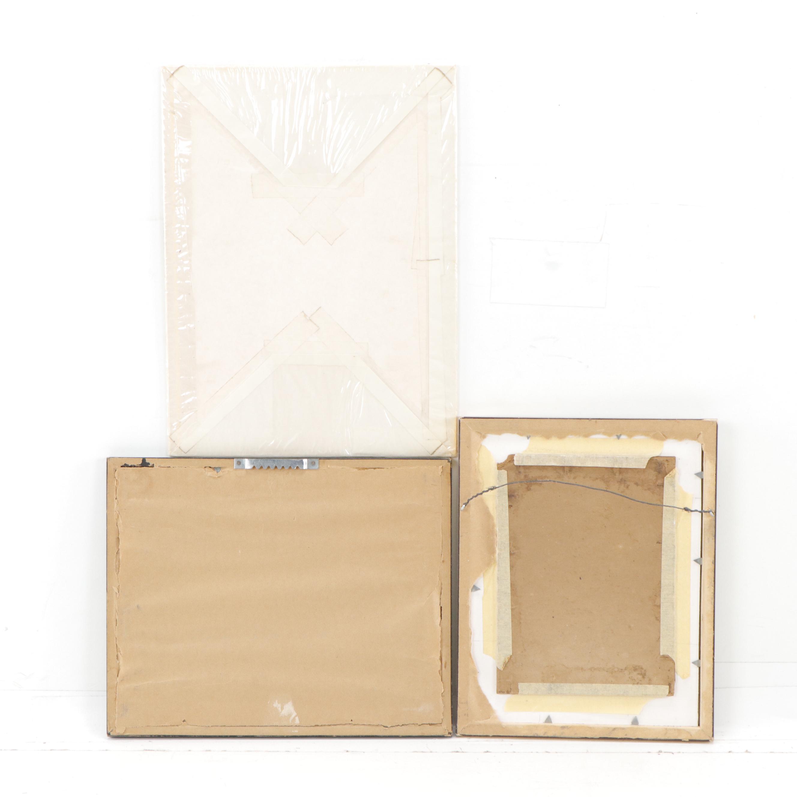 Hand Colored Steel Engraving of Napoleon and Two Etchings