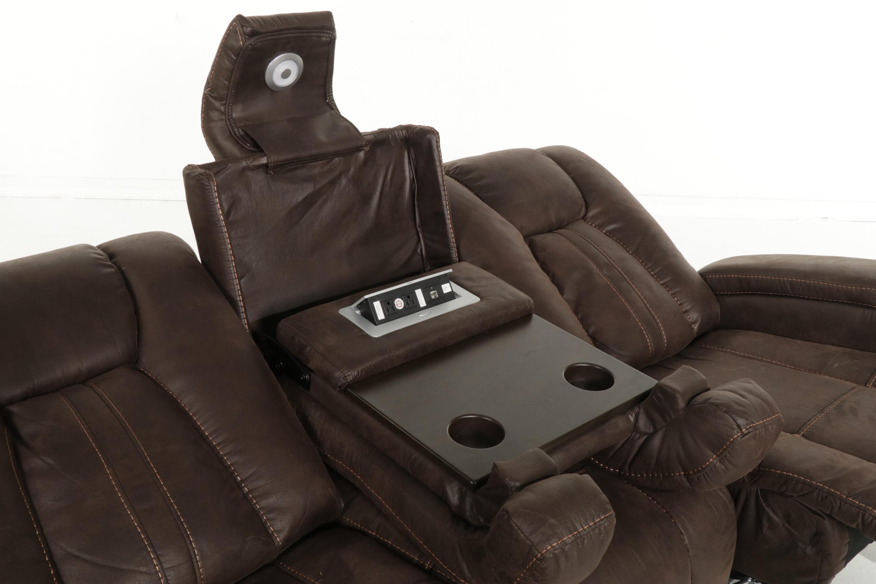 Timberland Contemporary Faux Leather Upholstered Three-Seat Recliner