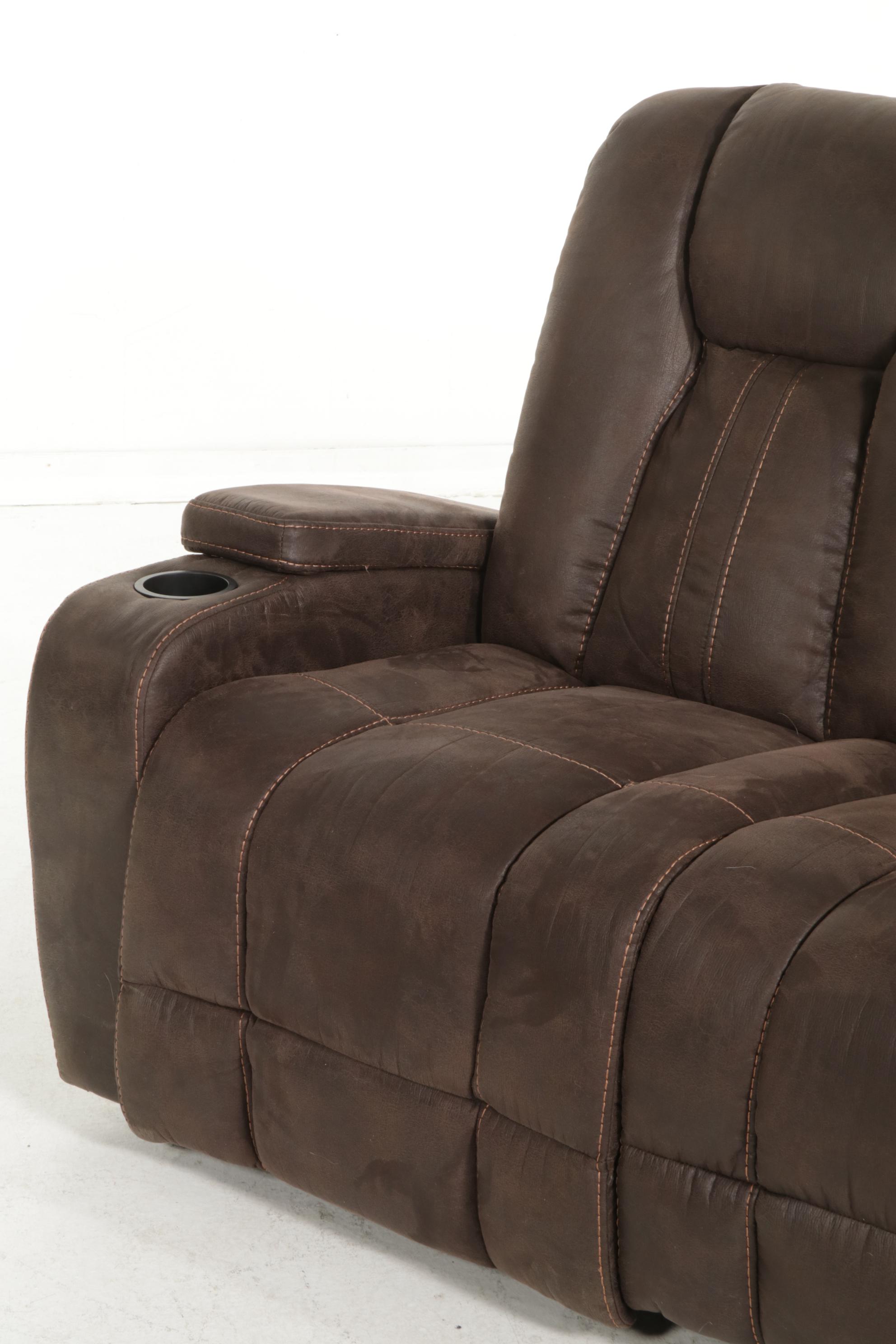 Timberland Contemporary Faux Leather Upholstered Three-Seat Recliner
