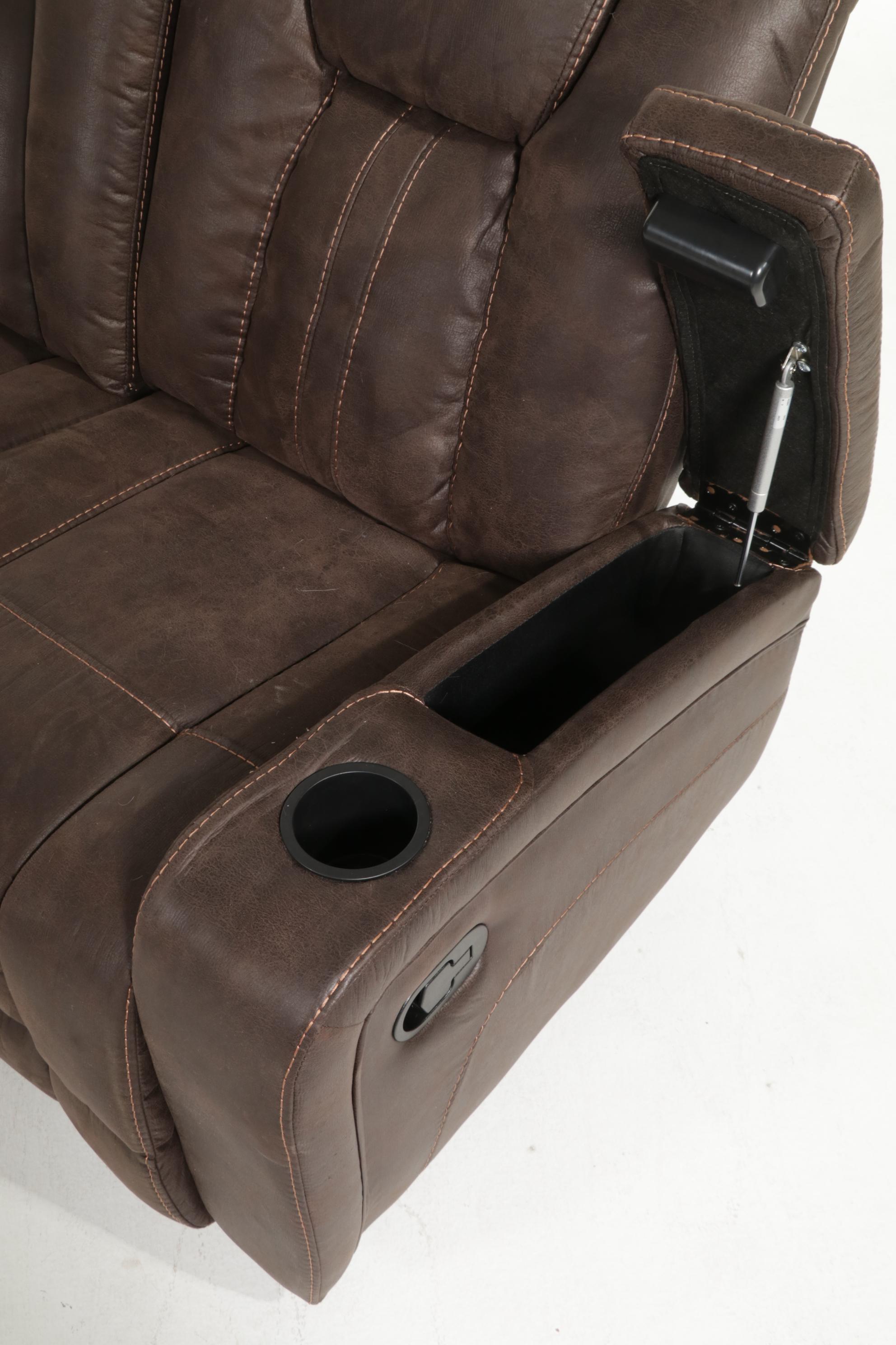 Timberland Contemporary Faux Leather Upholstered Three-Seat Recliner