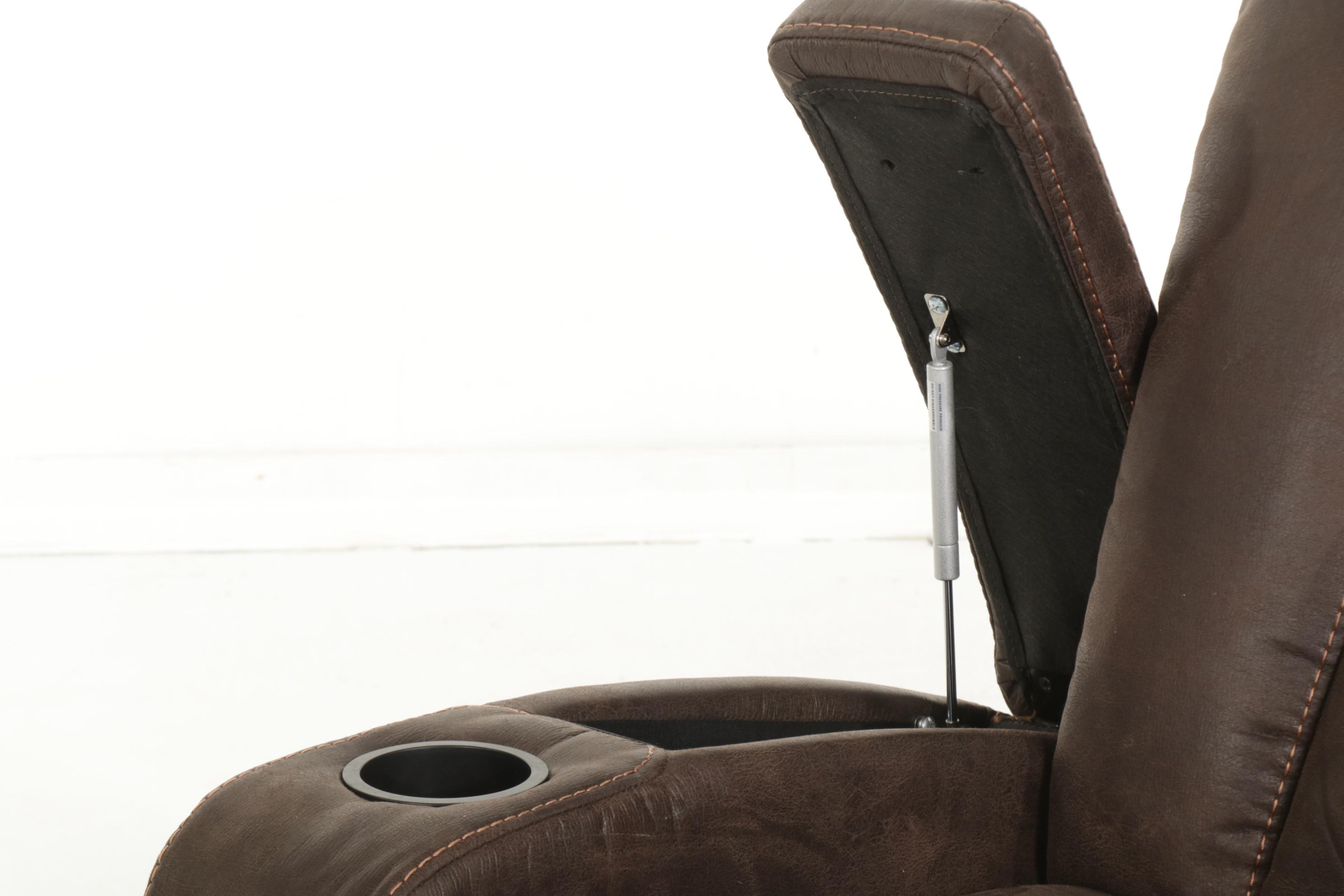 Timberland Contemporary Faux Leather Upholstered Three-Seat Recliner