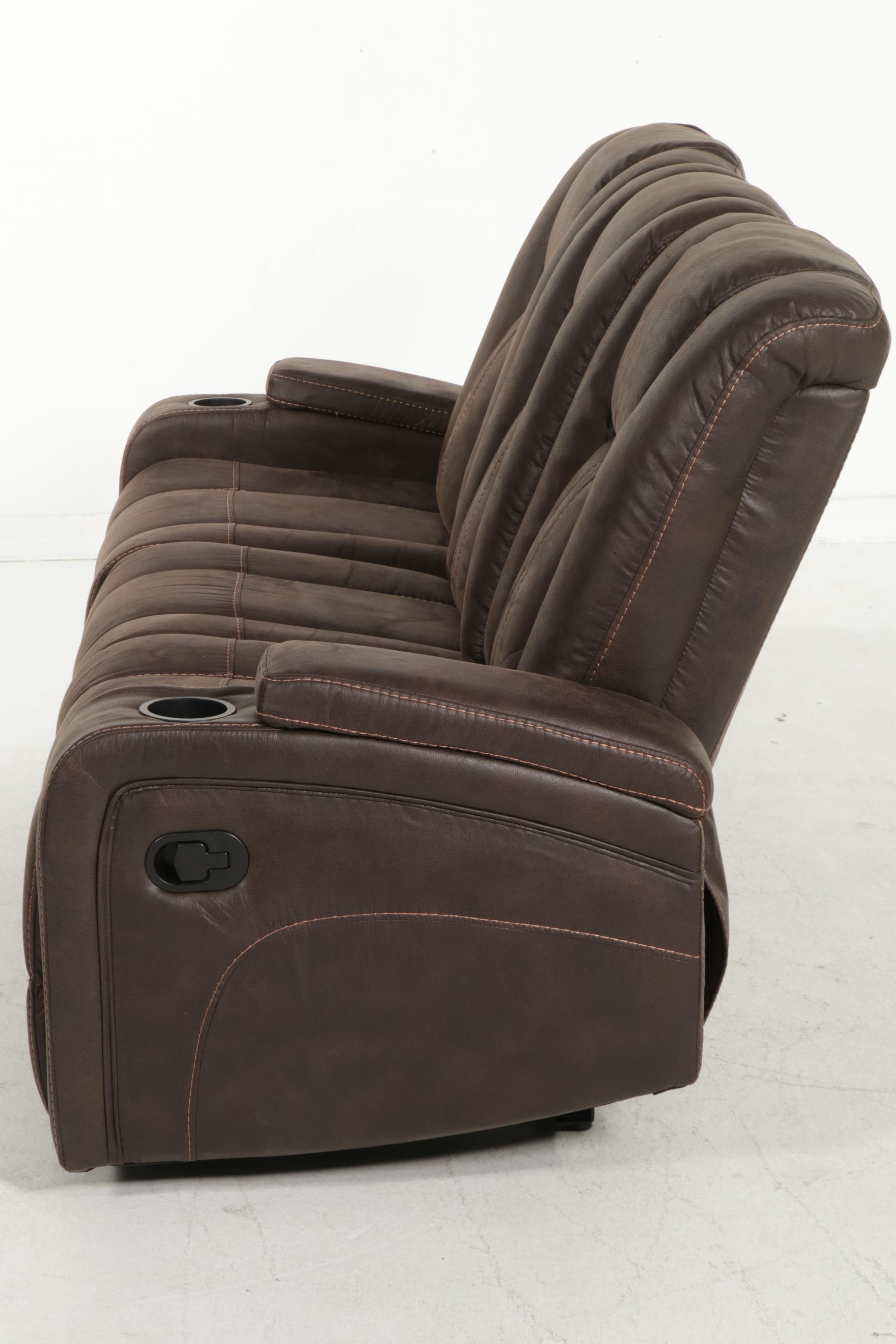 Timberland Contemporary Faux Leather Upholstered Three-Seat Recliner