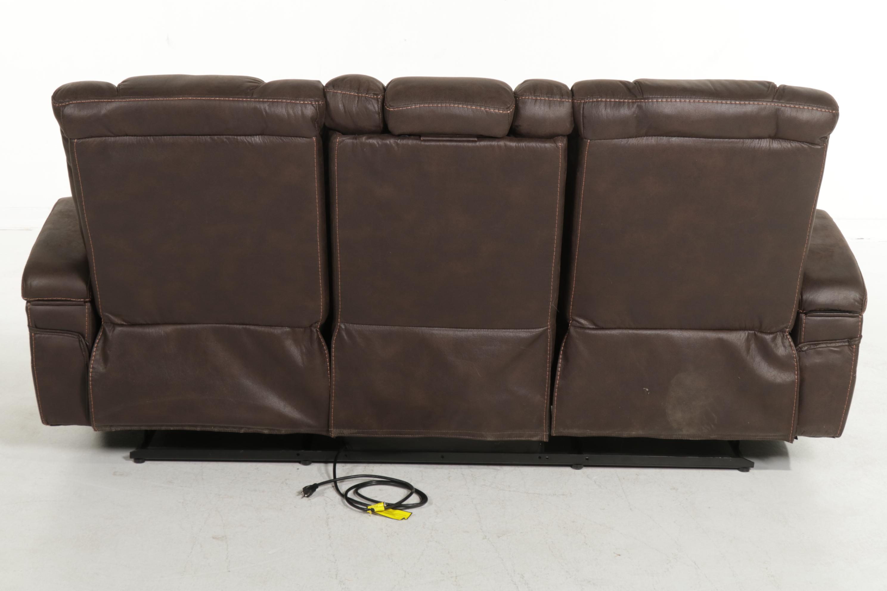 Timberland Contemporary Faux Leather Upholstered Three-Seat Recliner