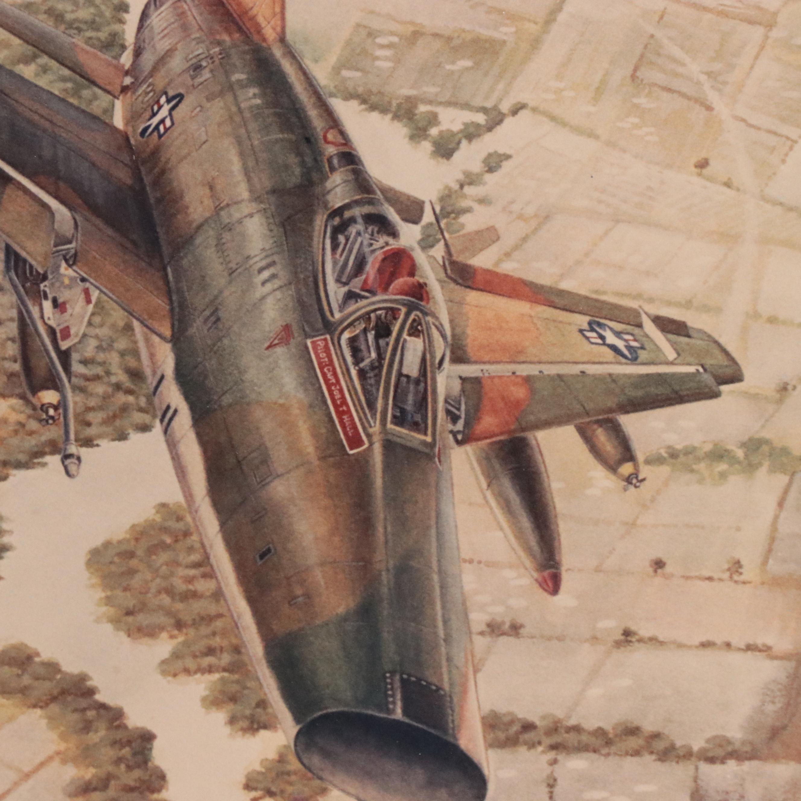 Reproduction Print After Blake Morrison of WWII Era Plane, 1988