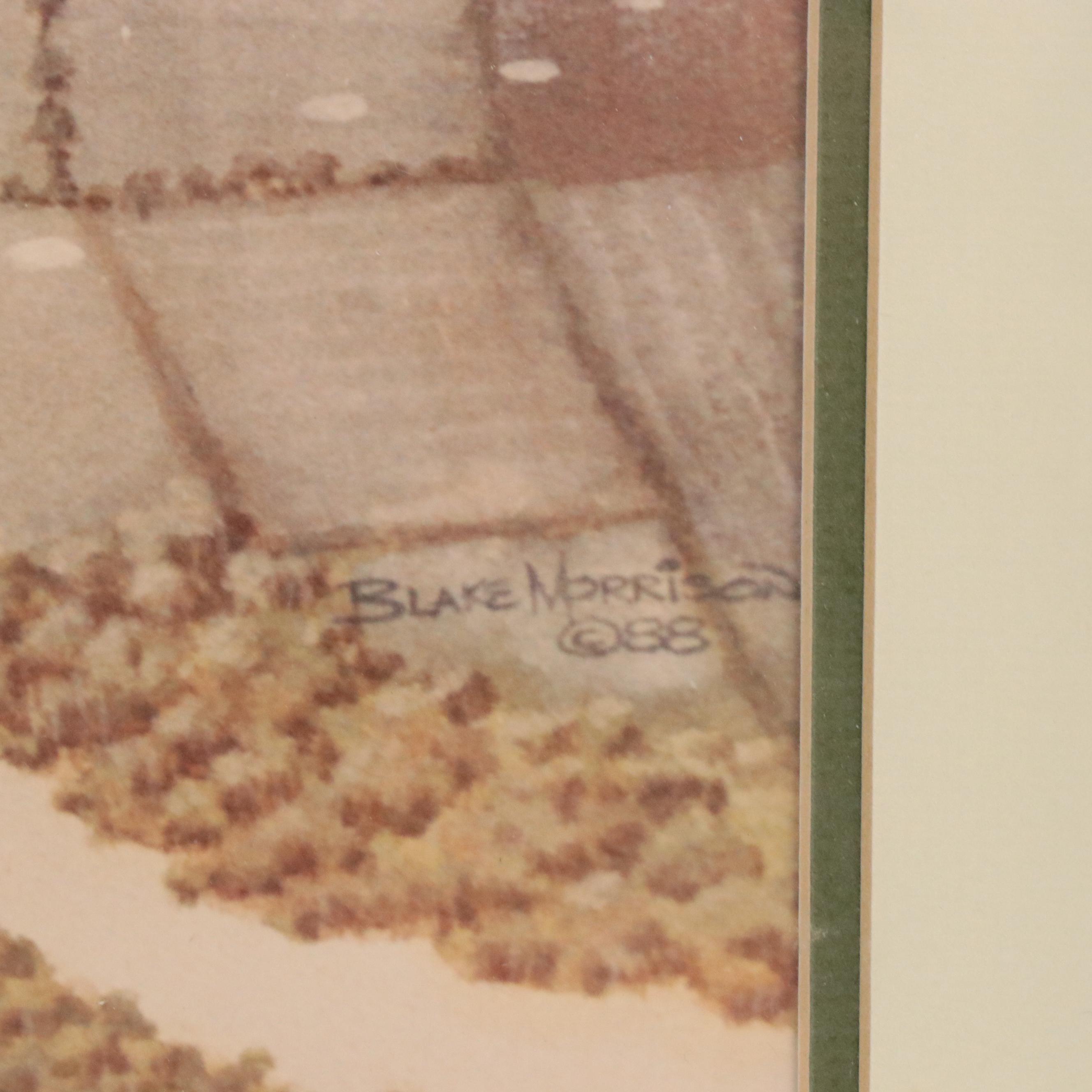 Reproduction Print After Blake Morrison of WWII Era Plane, 1988