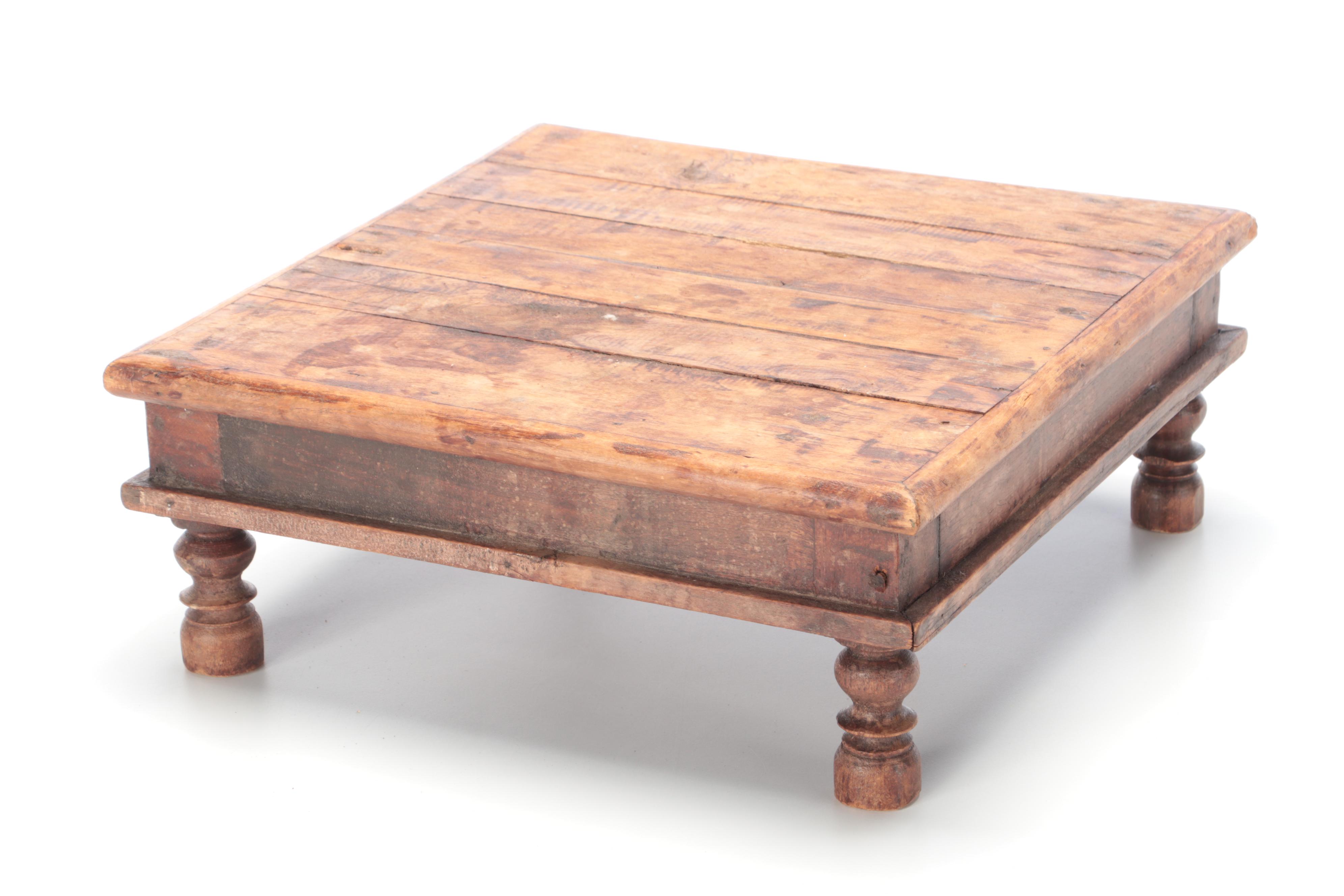 Burlap Covered Stoneware Water Jug with Wooden Platform