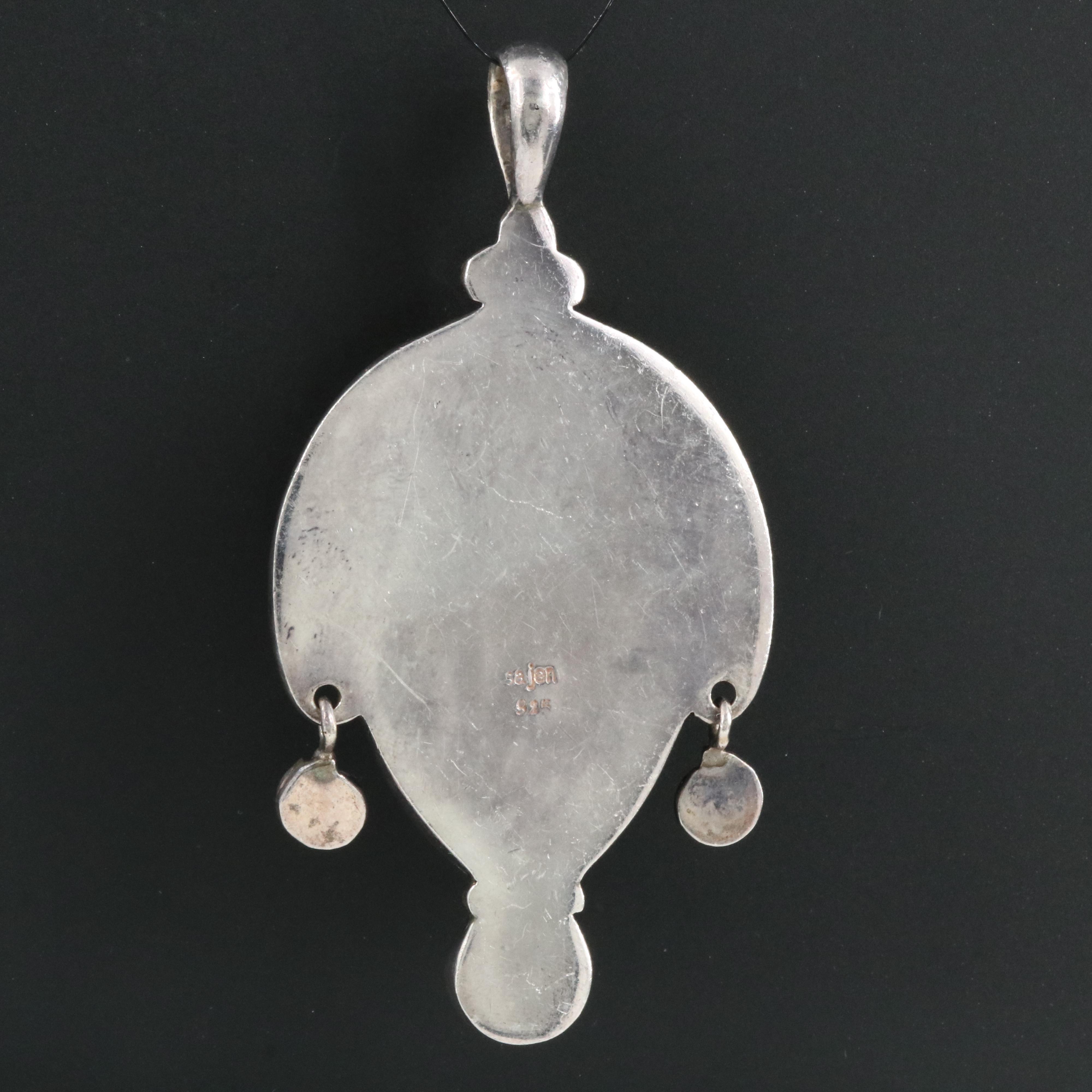 Sajen Sterling Aquamarine, Glass and Quartz Pendant