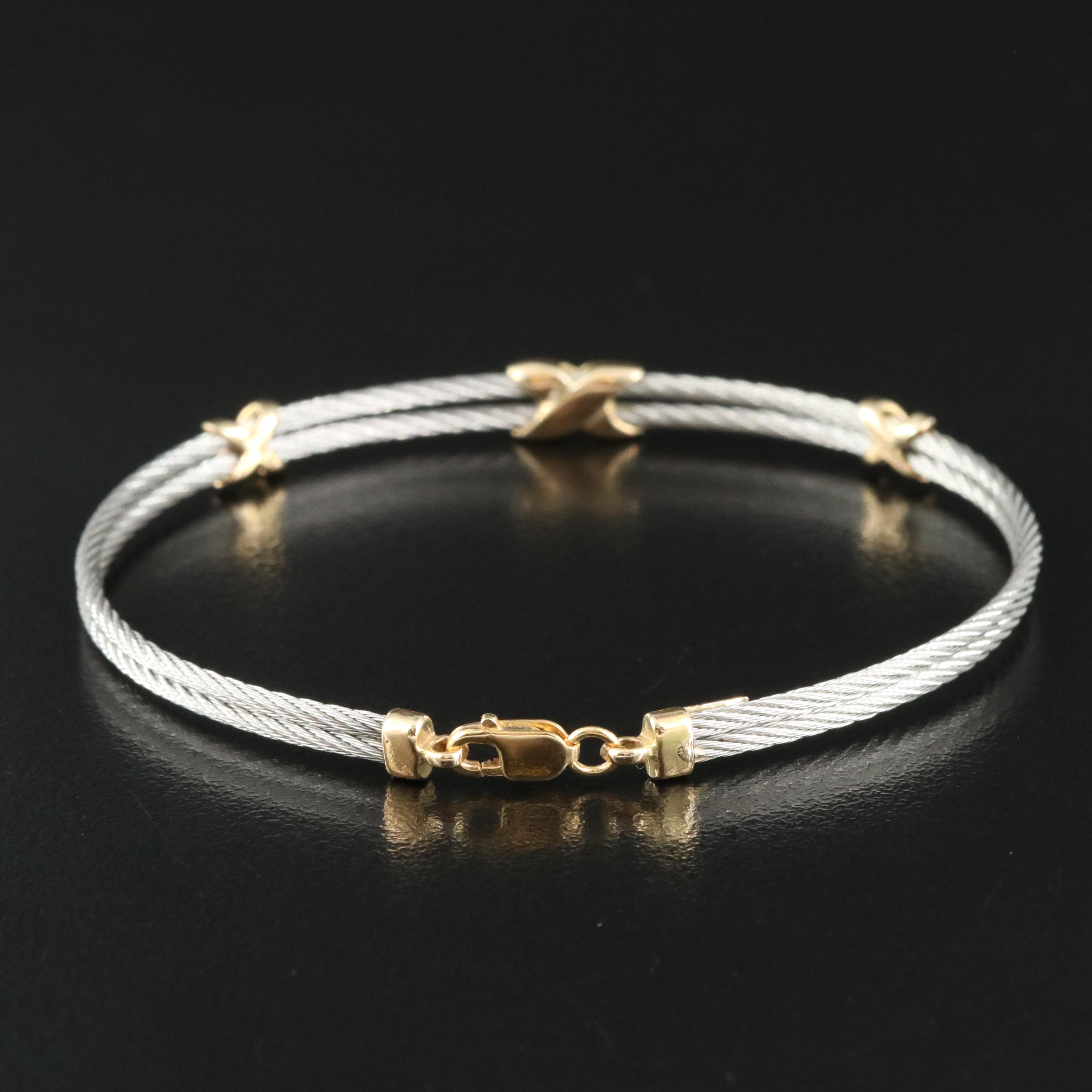 Double Row Cable Bracelet with 14K Accents