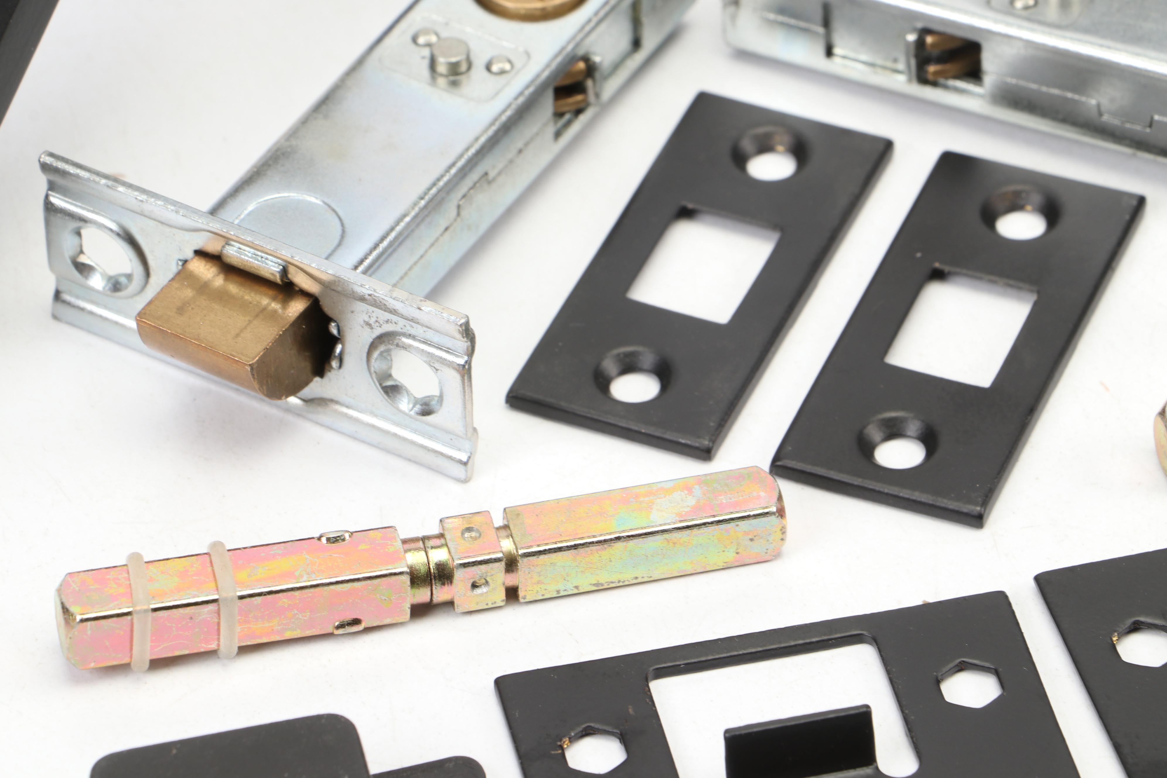 Signature Hardware Geometric Solid Brass Privacy Interior Door Sets in Black