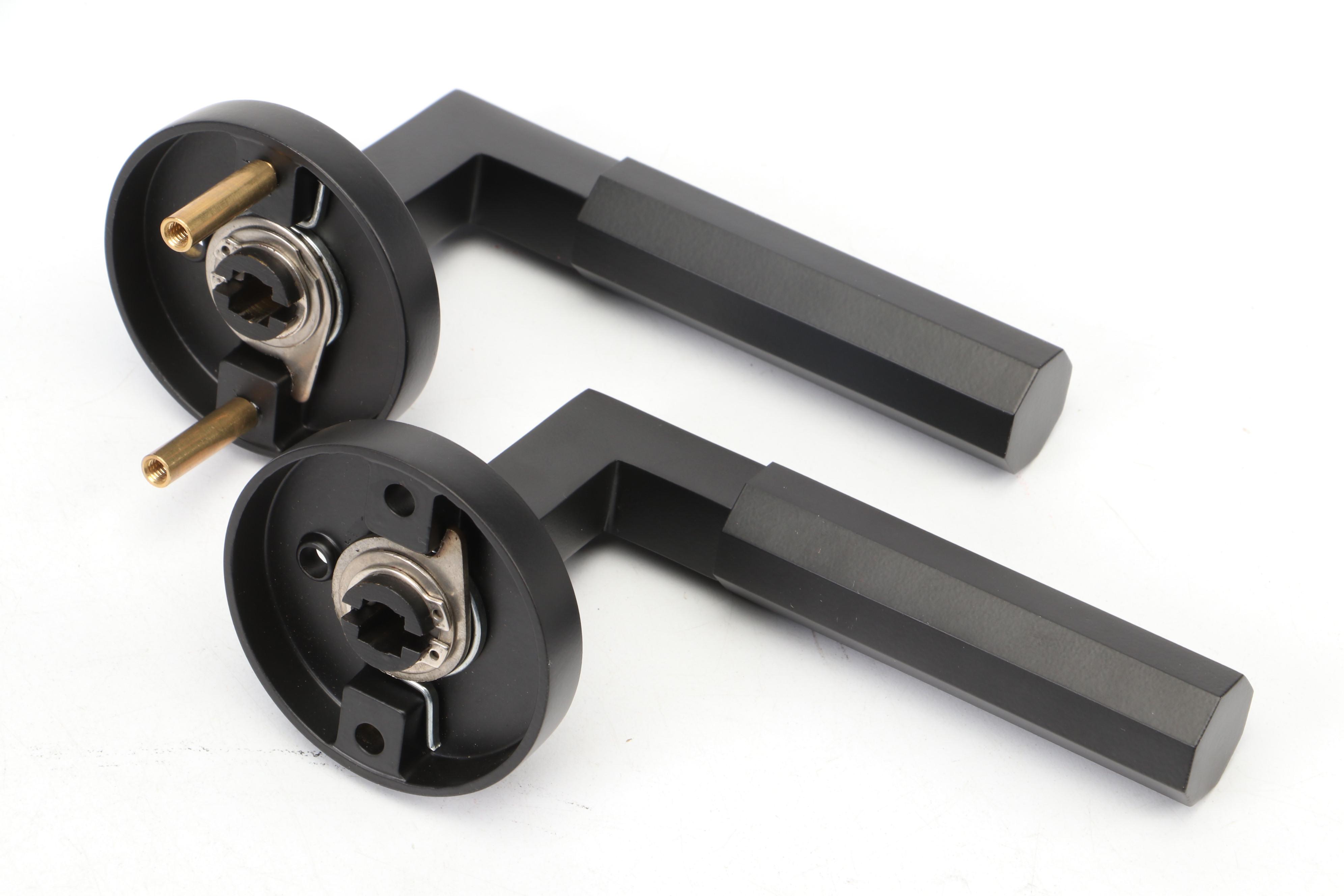 Signature Hardware Geometric Solid Brass Privacy Interior Door Sets in Black