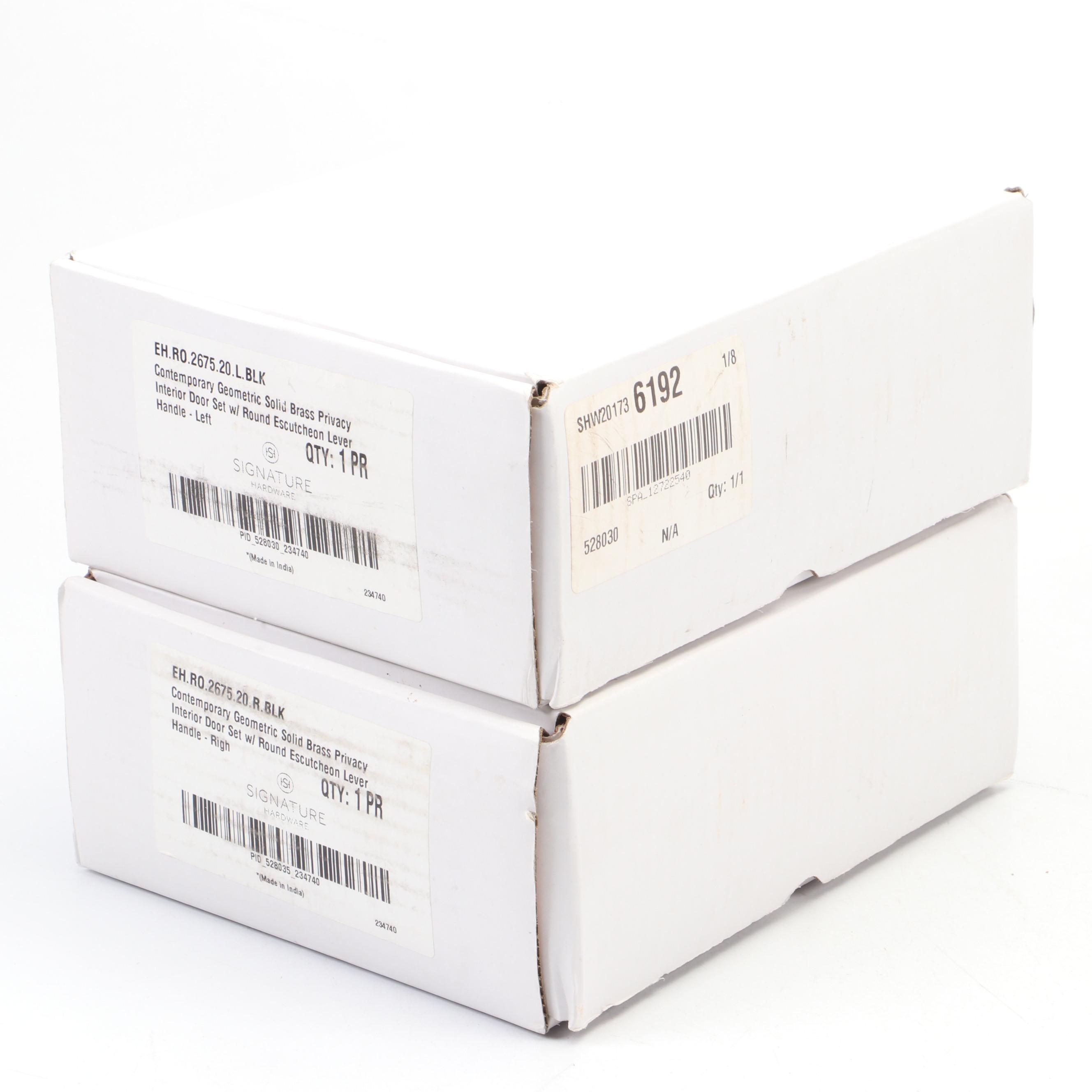 Signature Hardware Geometric Solid Brass Privacy Interior Door Sets in Black