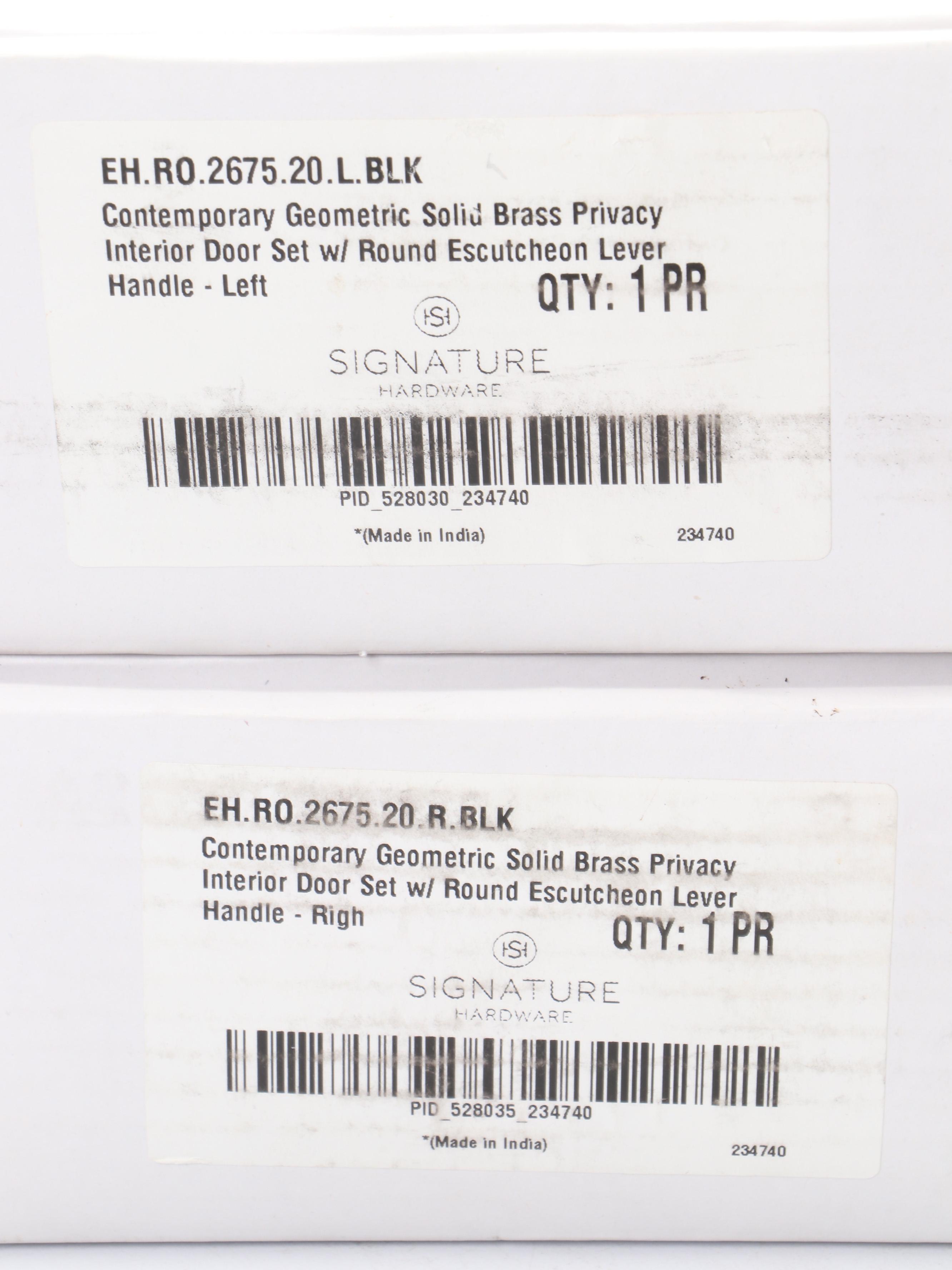 Signature Hardware Geometric Solid Brass Privacy Interior Door Sets in Black