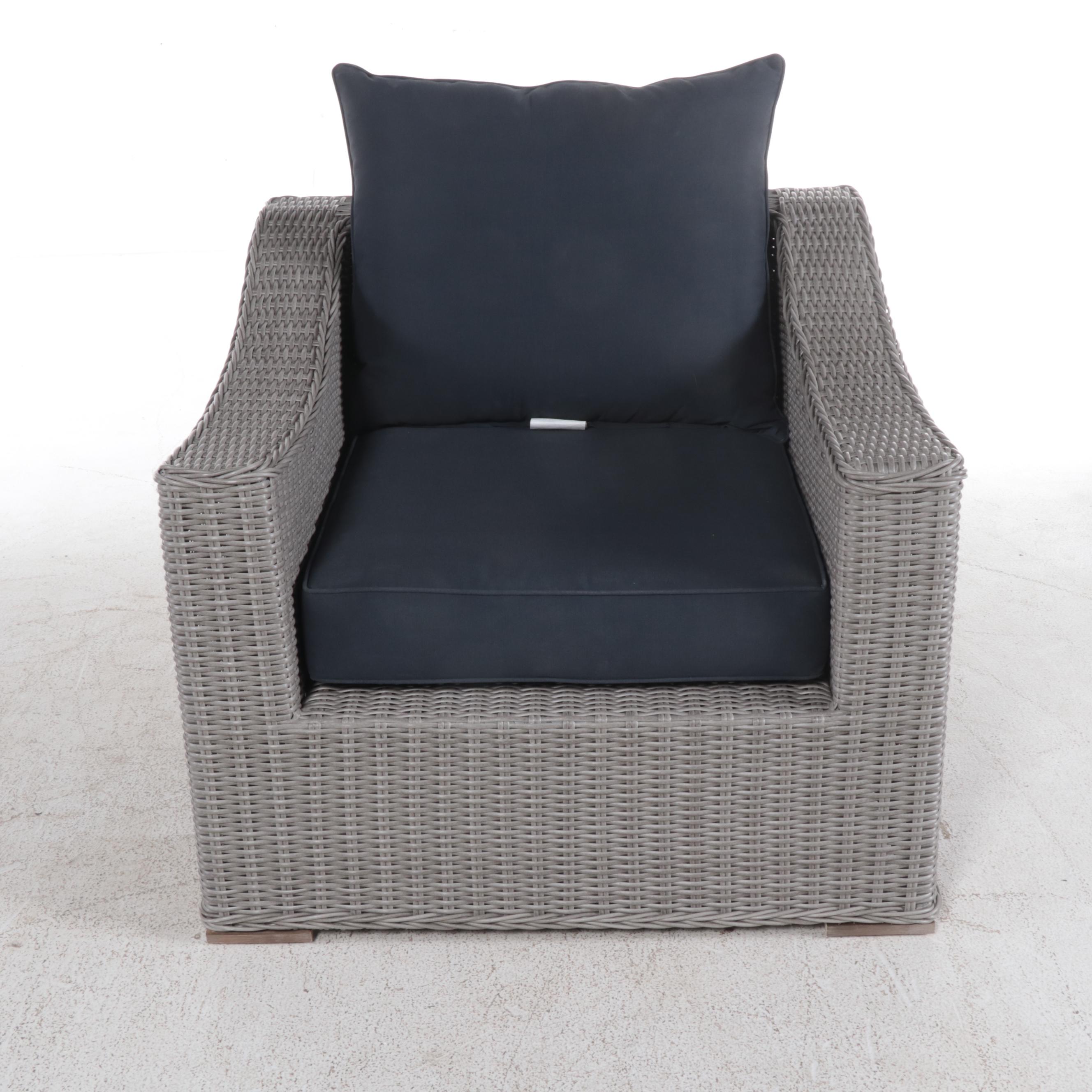 Contemporary PE Rattan Patio Lounge Chair with Storage Coffee Table EBTH