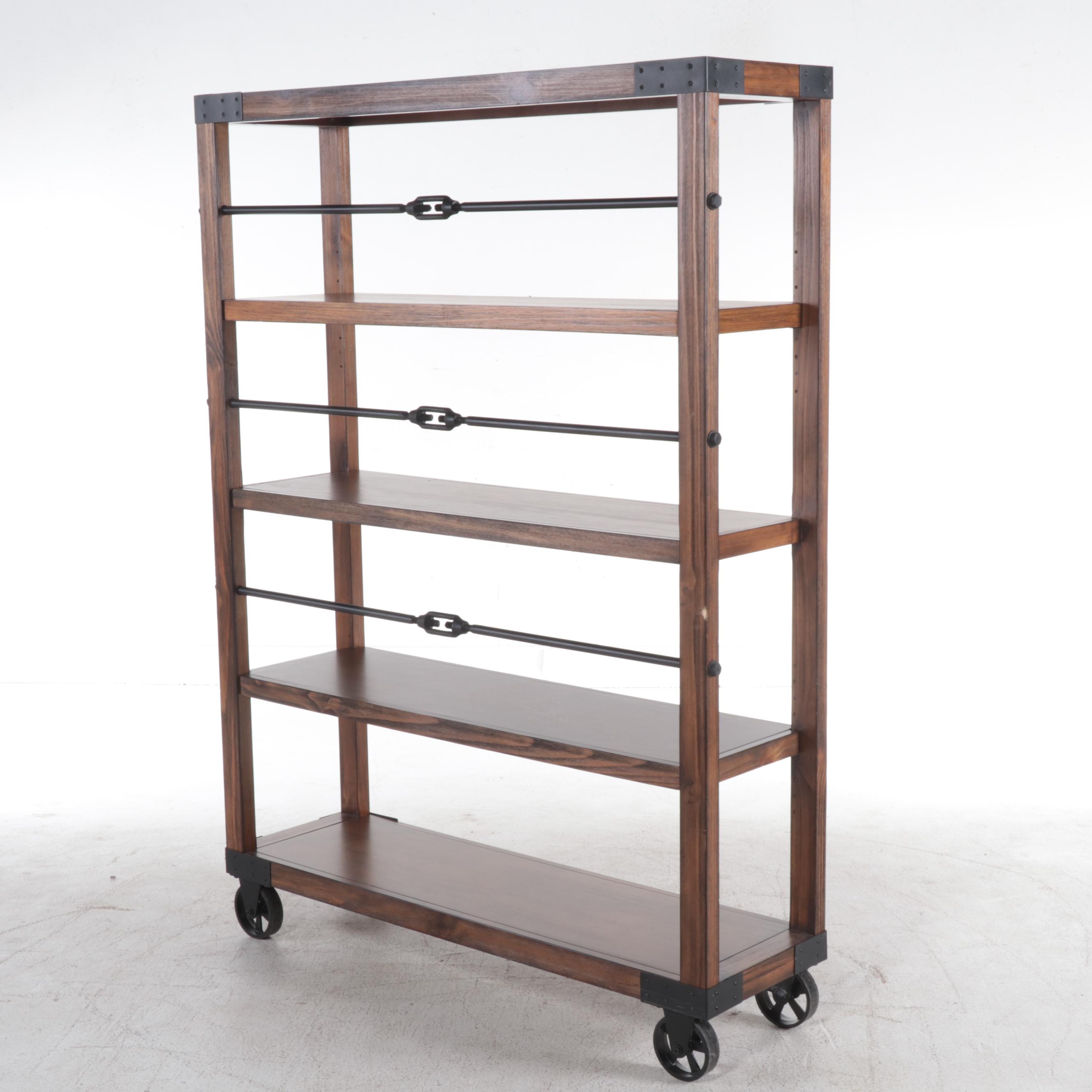 Ashley Furniture Industrial Style Pine and Iron Bookshelf