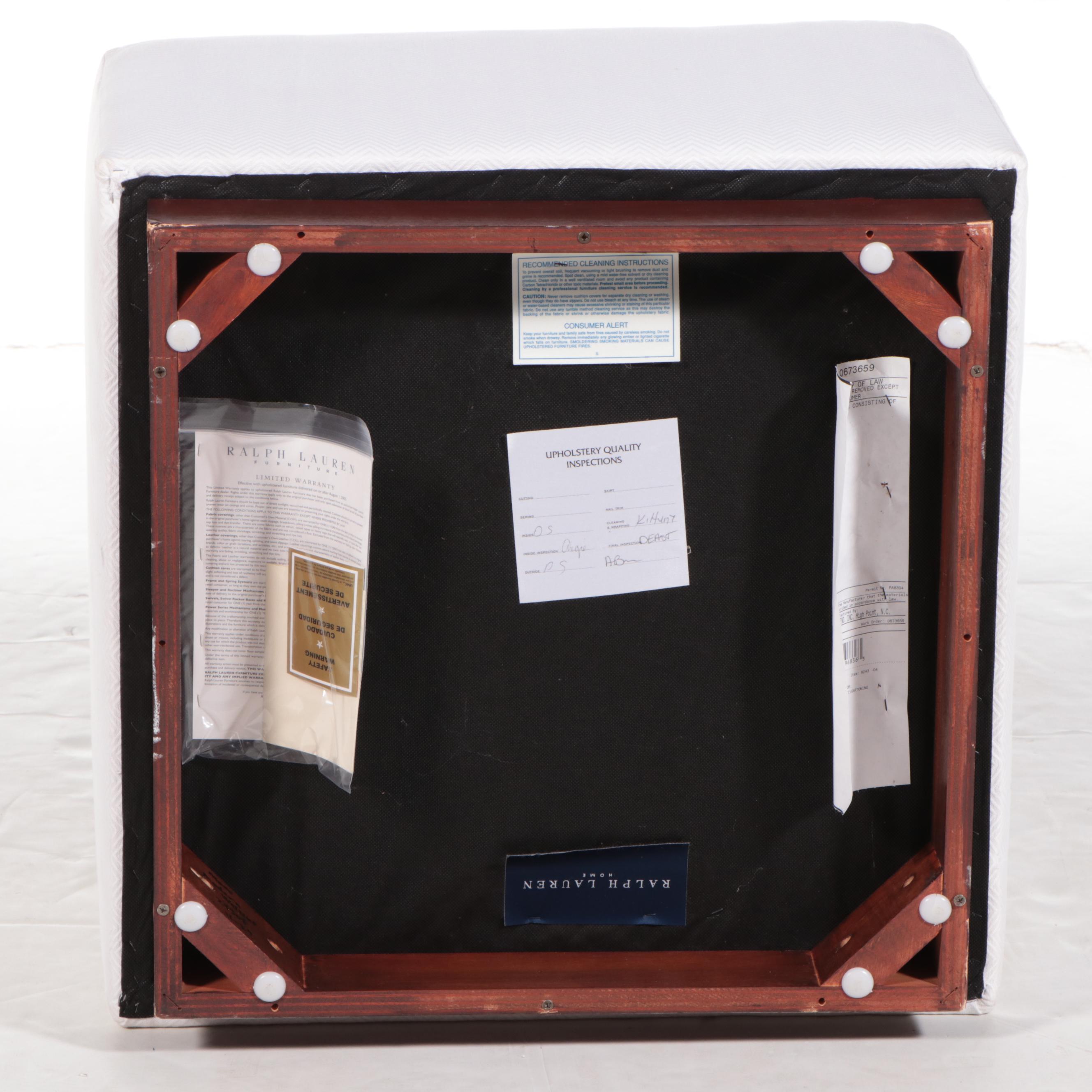 Henredon for Ralph Lauren Home Upholstered Modern Walnut Footstool