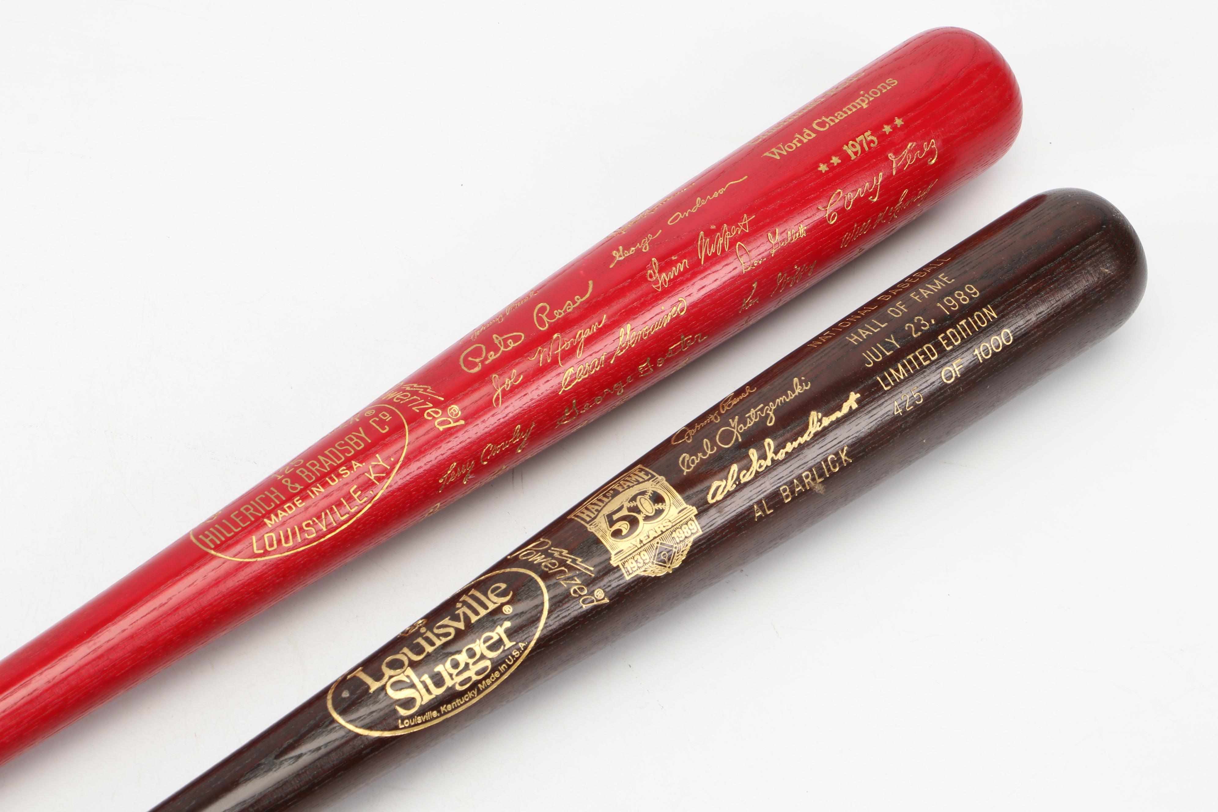 1975 Cincinnati Reds World Series Champions Bat and 89 HOF Bat with Johnny Bench