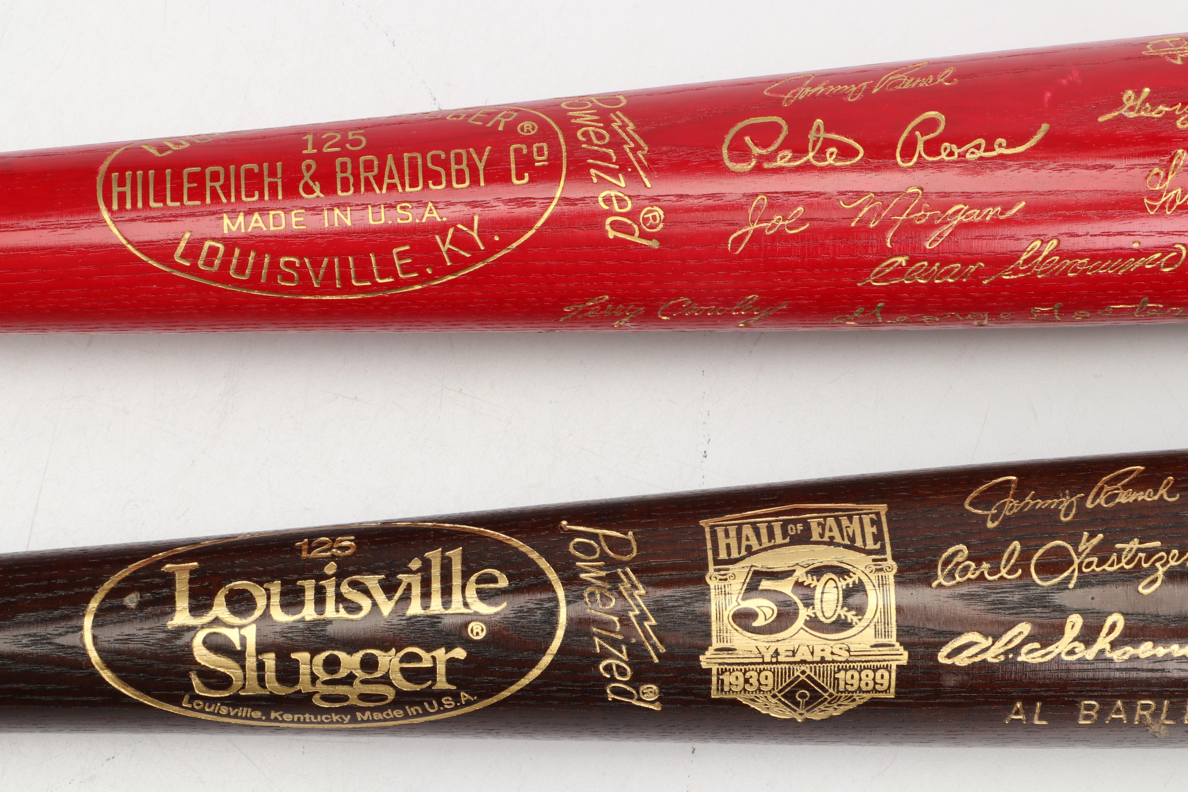 1975 Cincinnati Reds World Series Champions Bat and 89 HOF Bat with Johnny Bench