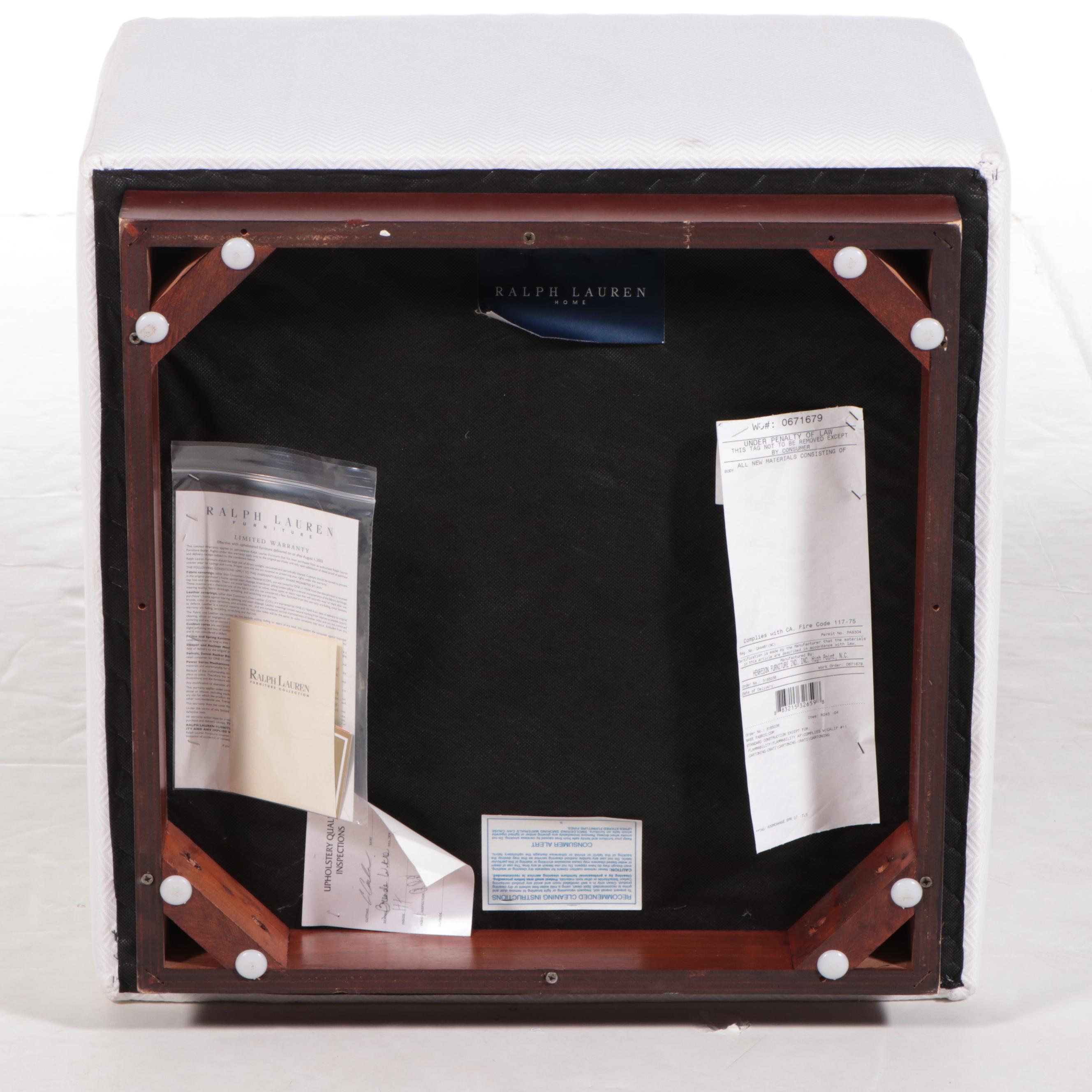 Henredon for Ralph Lauren Home Upholstered Modern Walnut Footstool