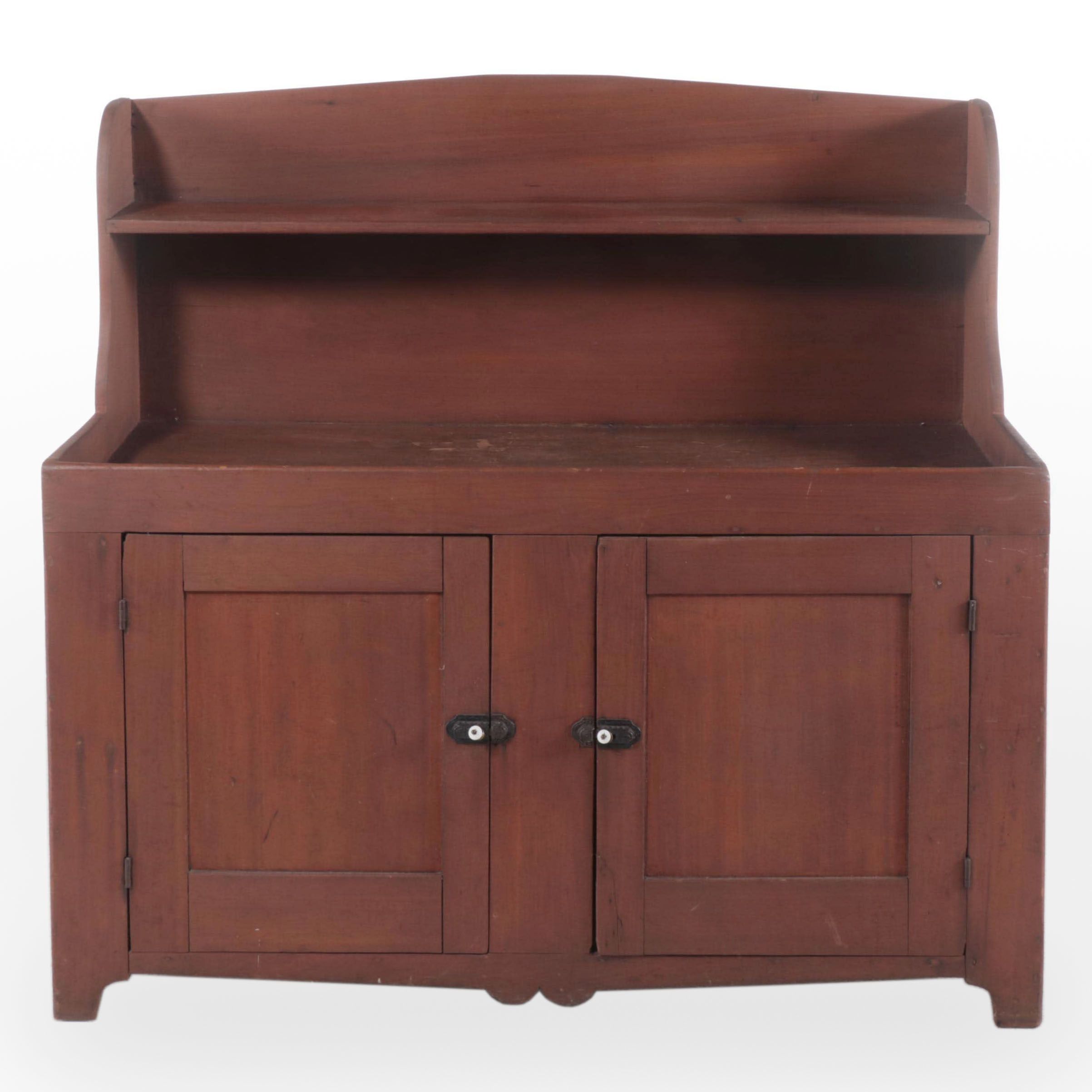 American Primitive Poplar Hutch-Back Dry Sink, 19th Century