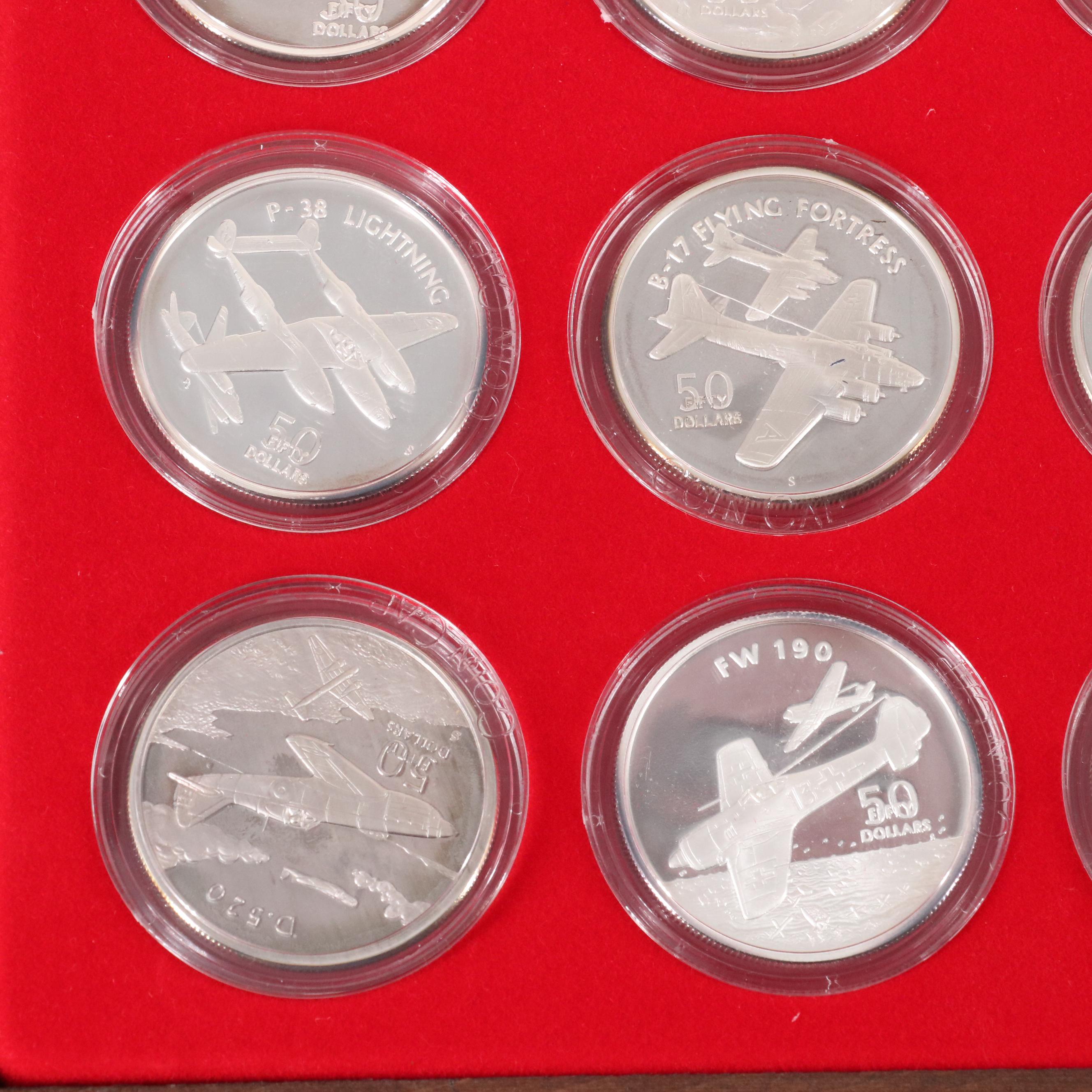 "Legendary Aircraft of WWII" $50 Silver Proof Coin Set