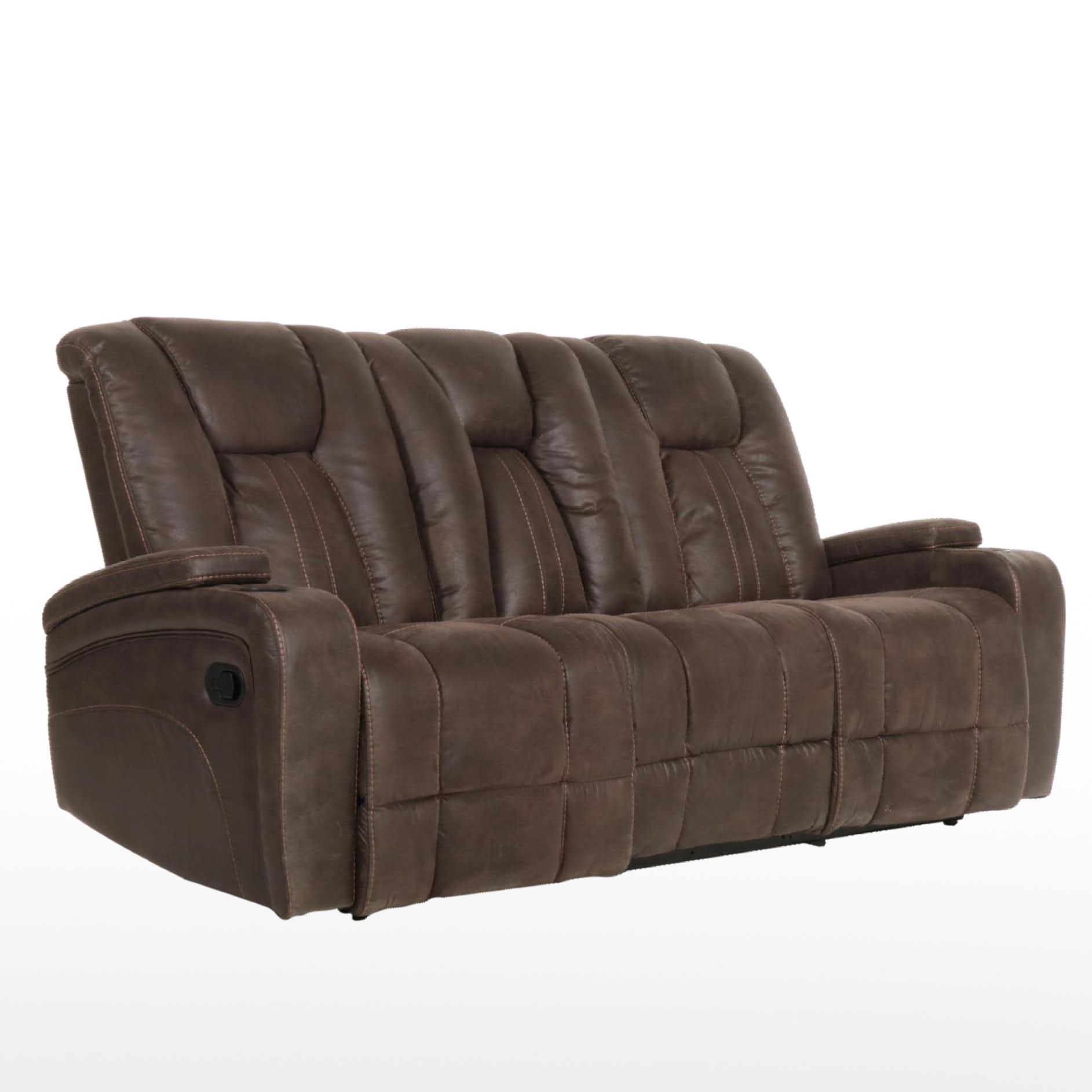 Timberland Contemporary Faux Leather Upholstered Three-Seat Recliner