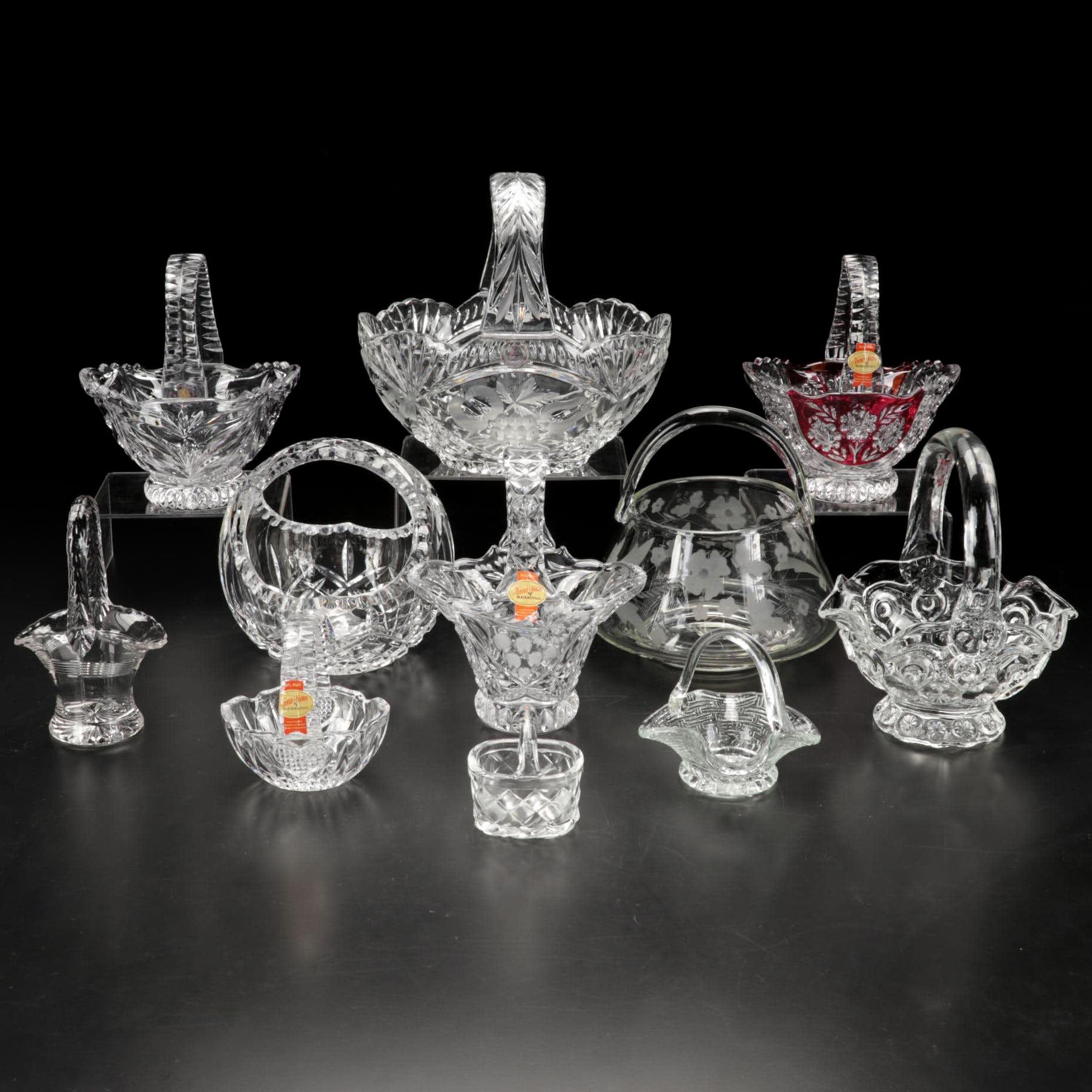 Glass And Crystal Baskets Including Anna Hutte Fifth Avenue Crystal   File