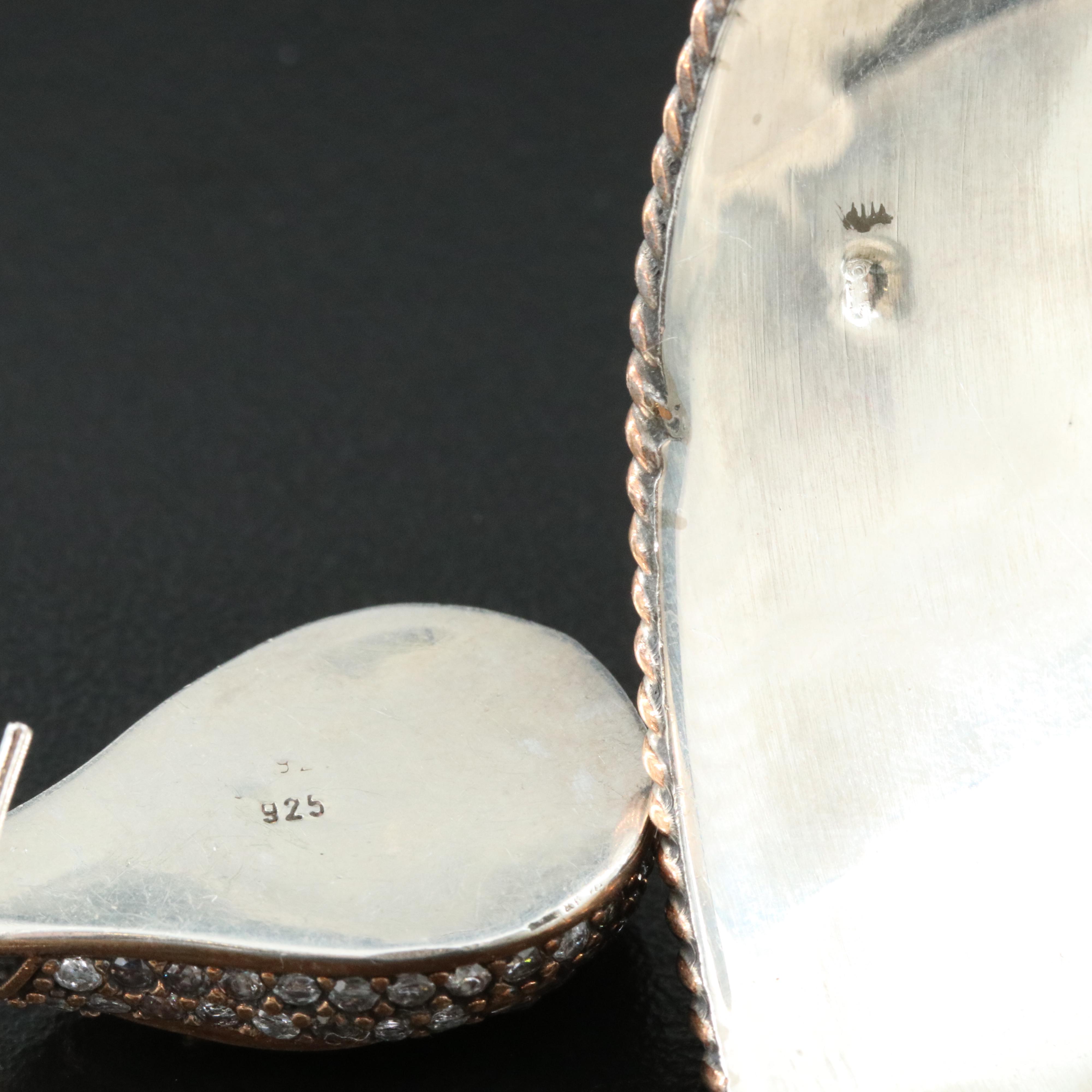 Sterling and Copper Ruby, CZ and Glass Bracelet and Earrings