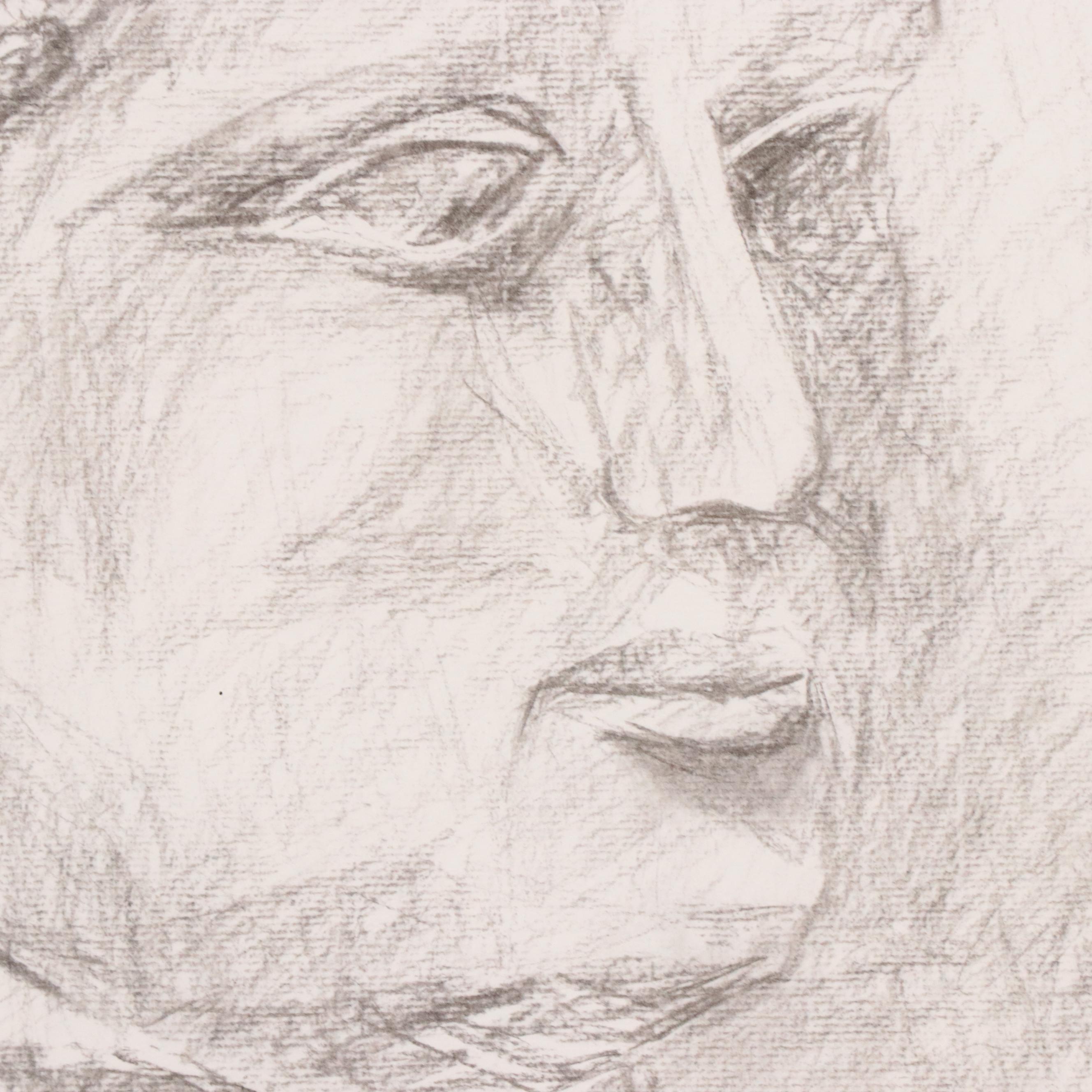 Graphite Drawing Study of a Portrait Sculpture