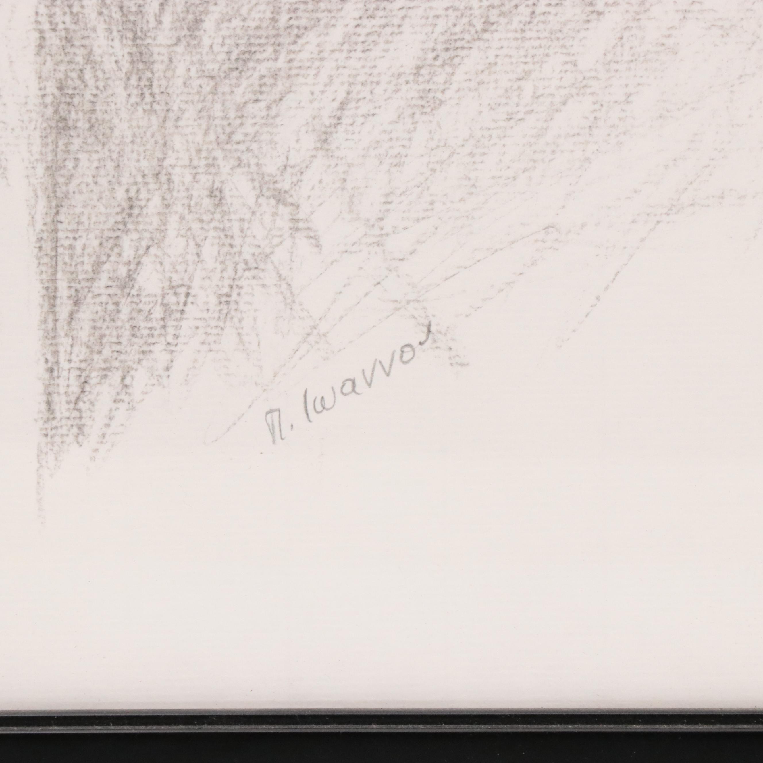 Graphite Drawing Study of a Portrait Sculpture