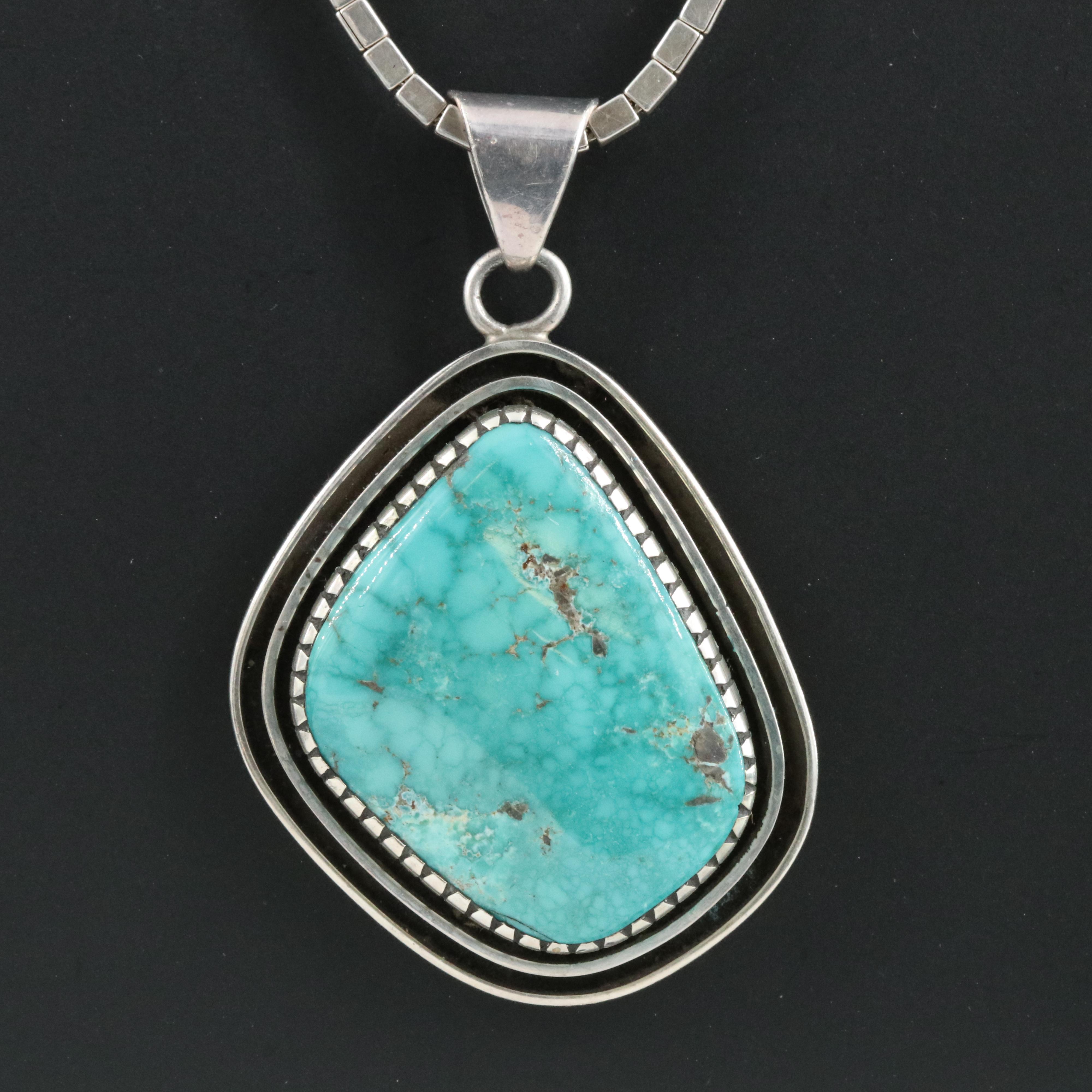 Southwestern Style Sterling Turquoise Necklace