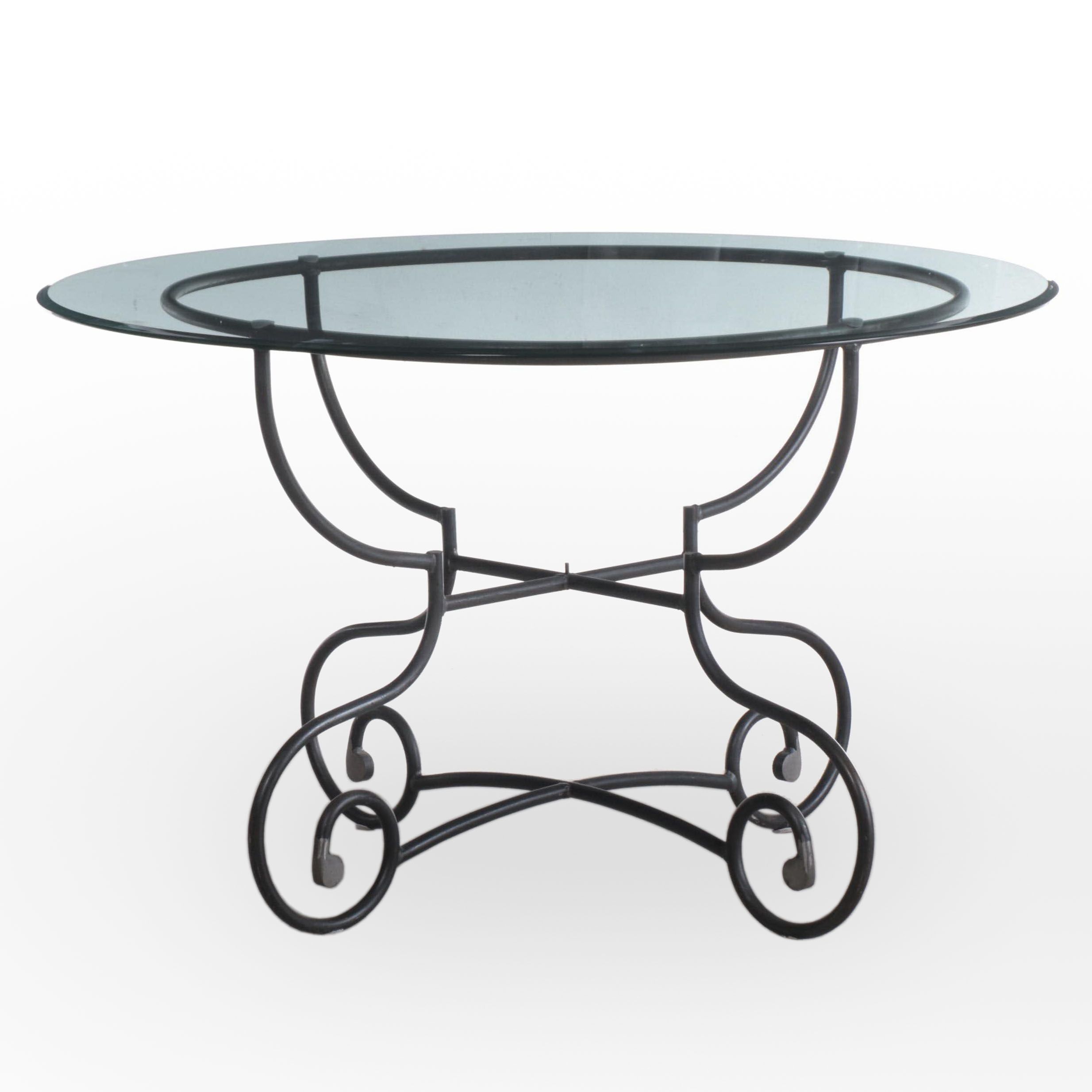 Contemporary Glass Top Wrought Iron Dining Table EBTH